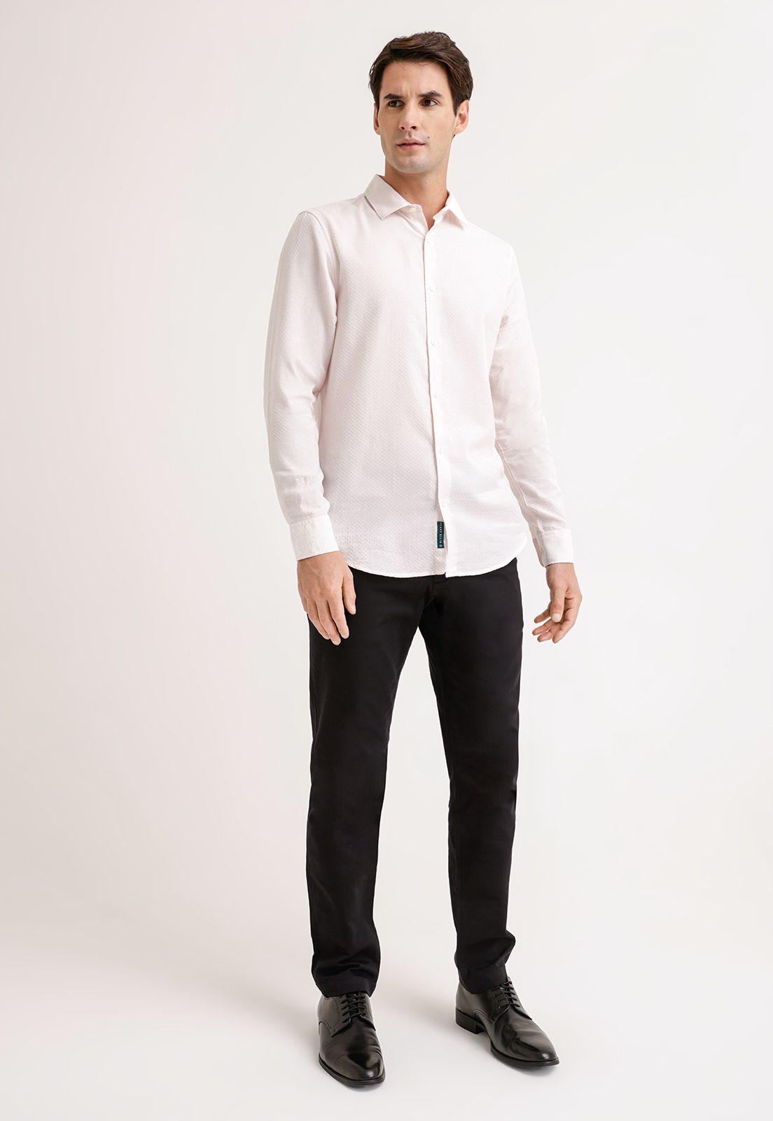 Camisa Hombre Manga Larga Algodón Rosado-3