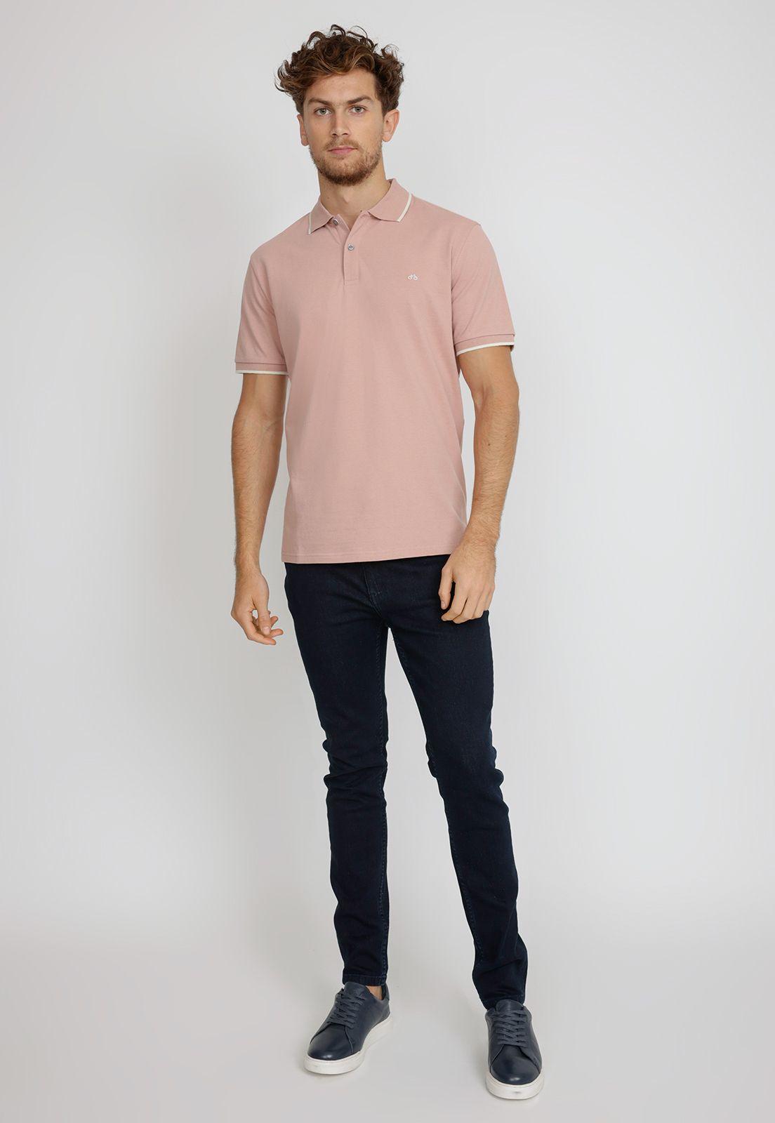 Polera Manga Corta hombre Regular Marinni Algodón Rosa-3