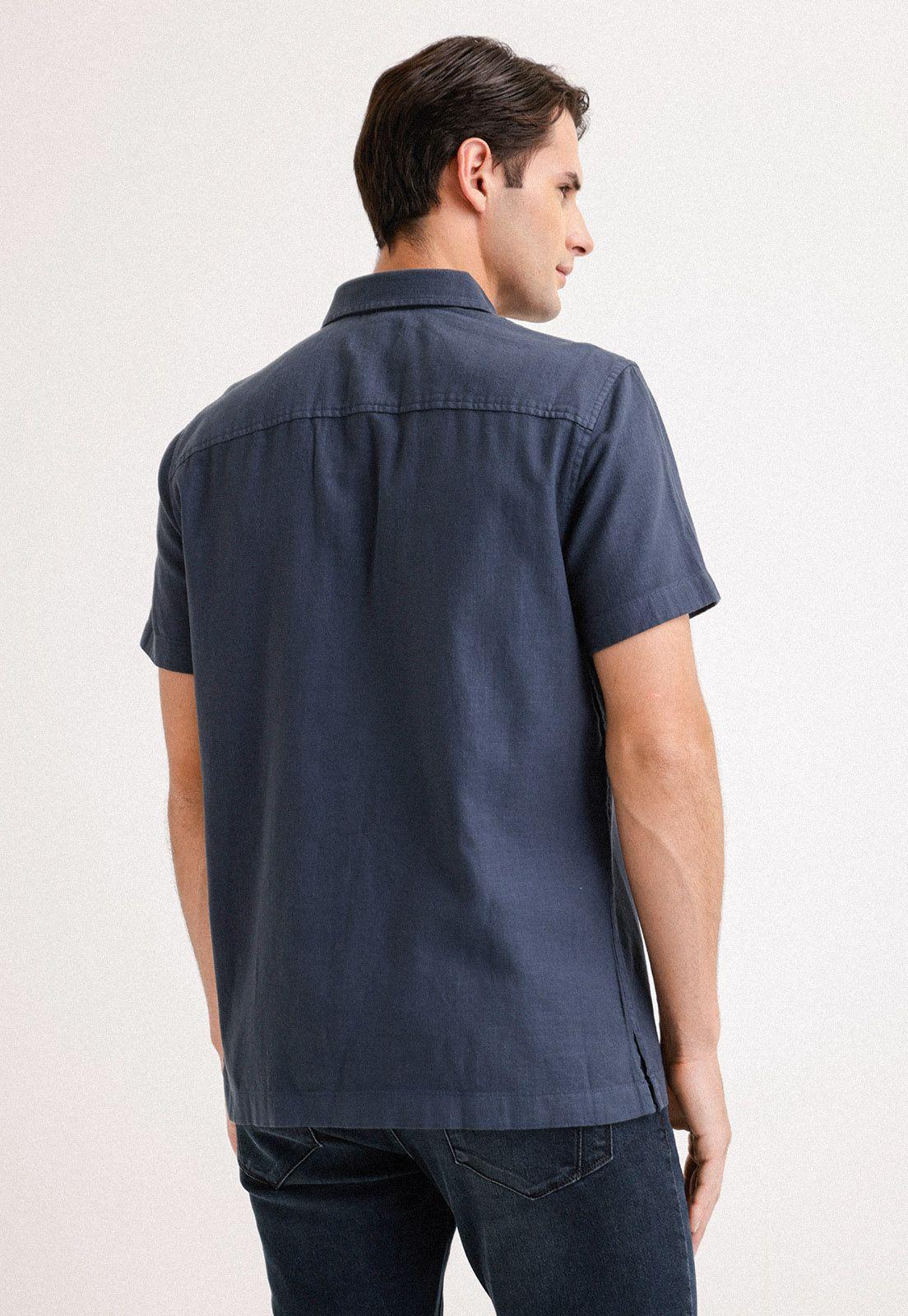 Camisa Hombre Manga Corta Twill Navy-1