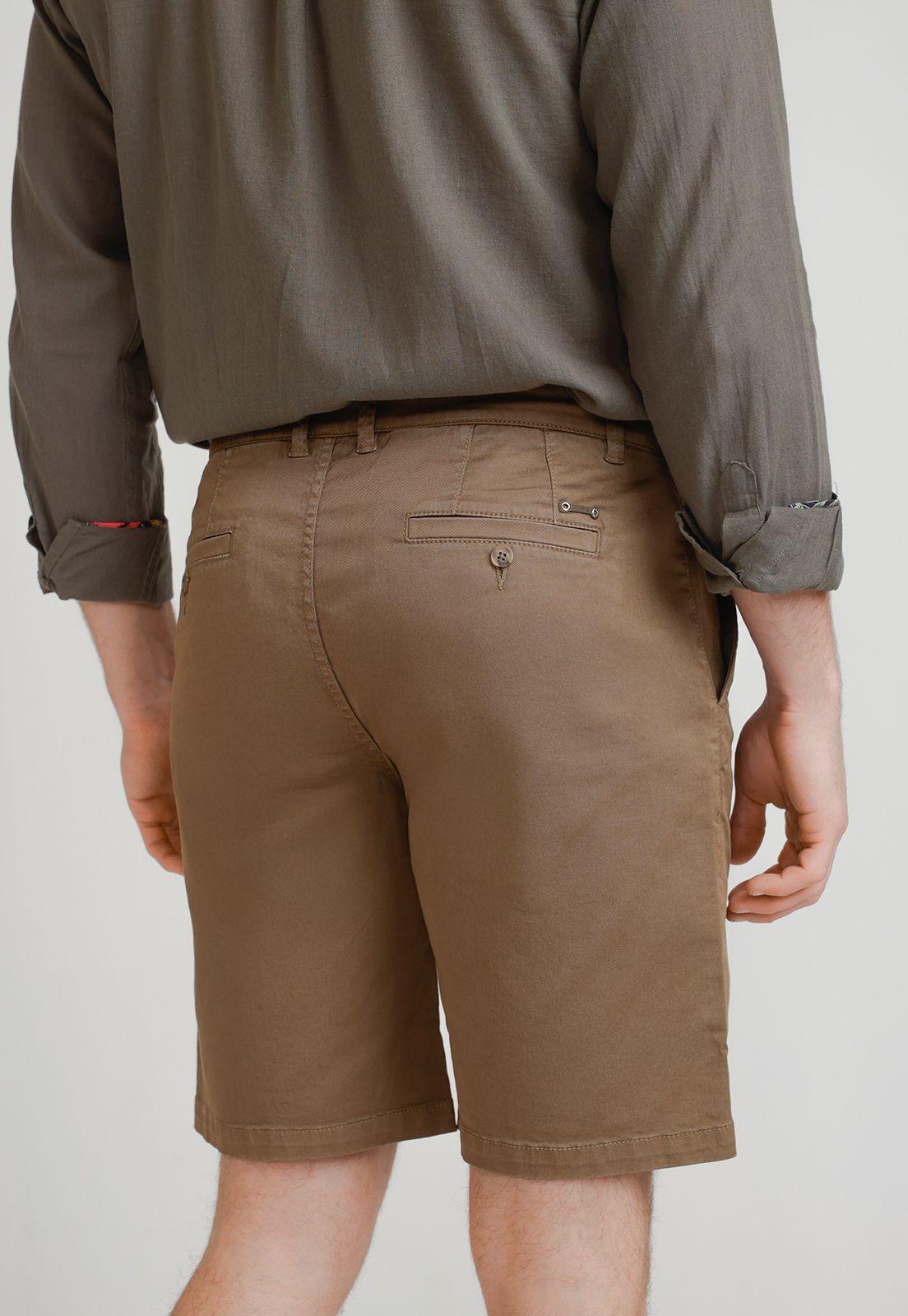 Bermuda Hombre Algodón Liso Slim Valerio Khaki-1