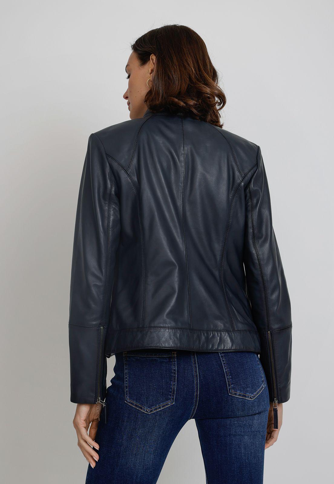 Chaqueta De Cuero De Mujer Anisa Marino-1
