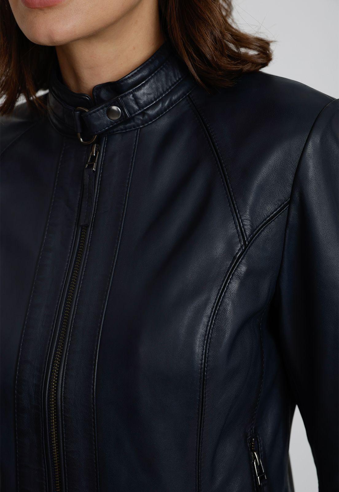 Chaqueta De Cuero De Mujer Anisa Marino-2