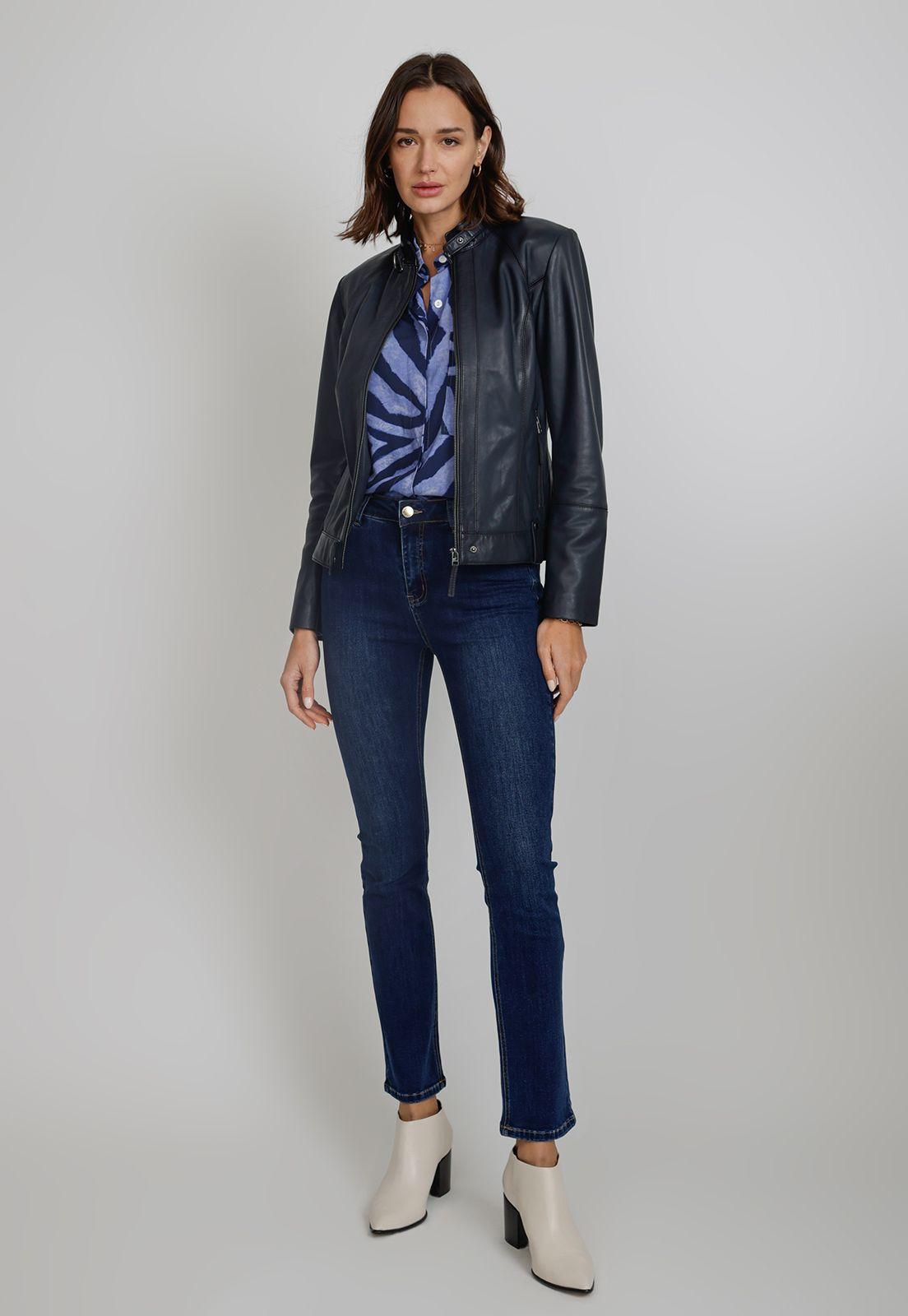 Chaqueta De Cuero De Mujer Anisa Marino-3