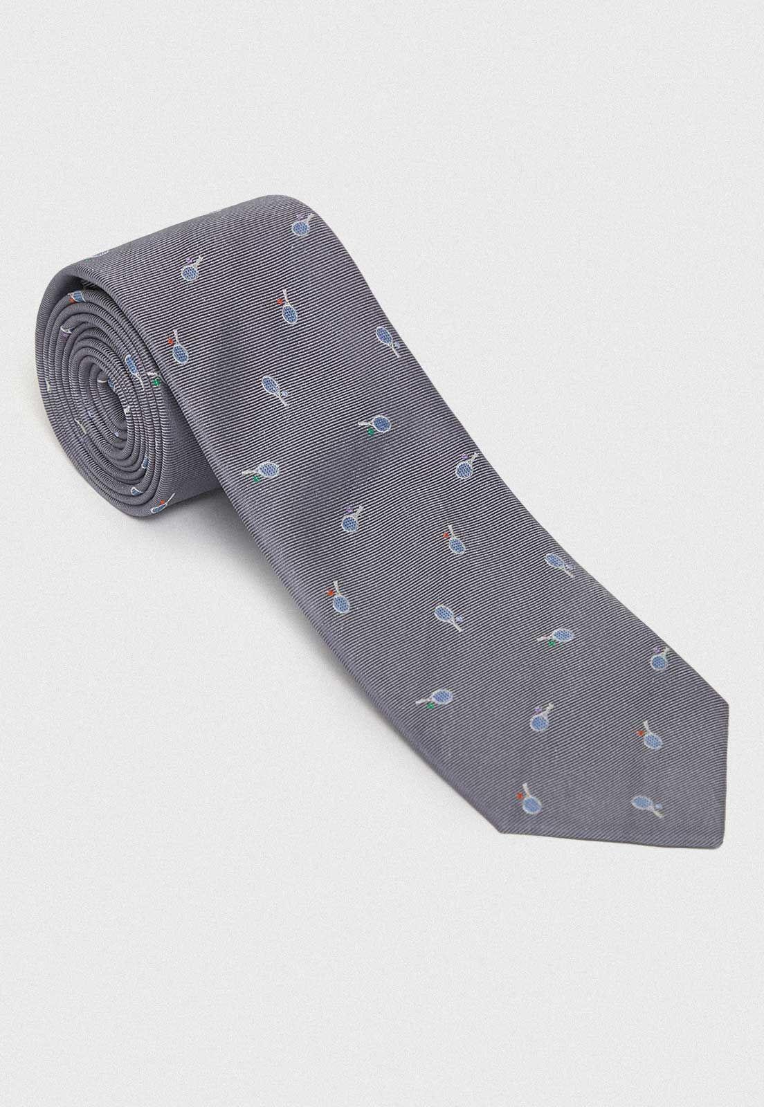 Corbata Formal Hombre Microfibra Estampado Graduación Gris-0