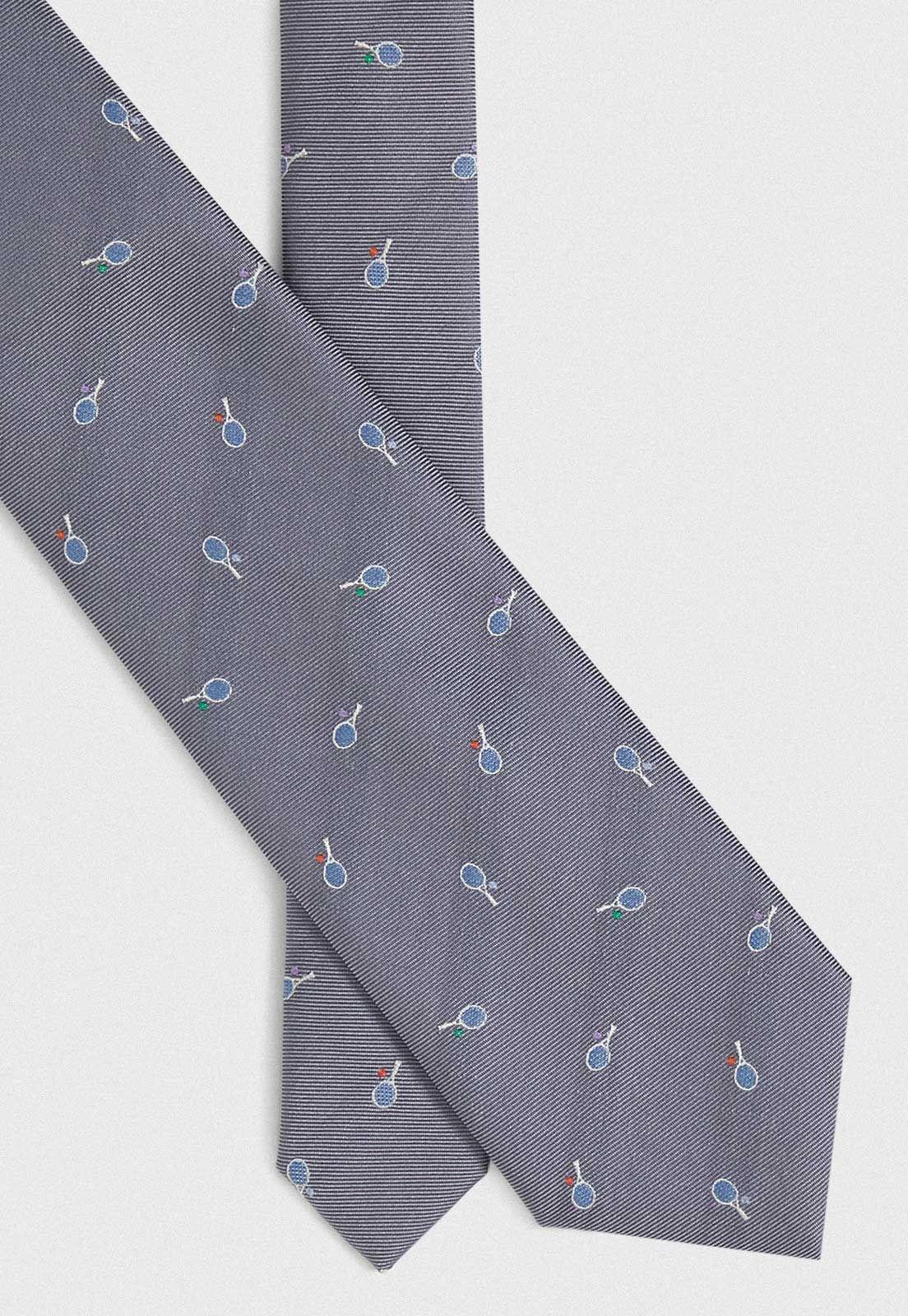 Corbata Formal Hombre Microfibra Estampado Graduación Gris-1