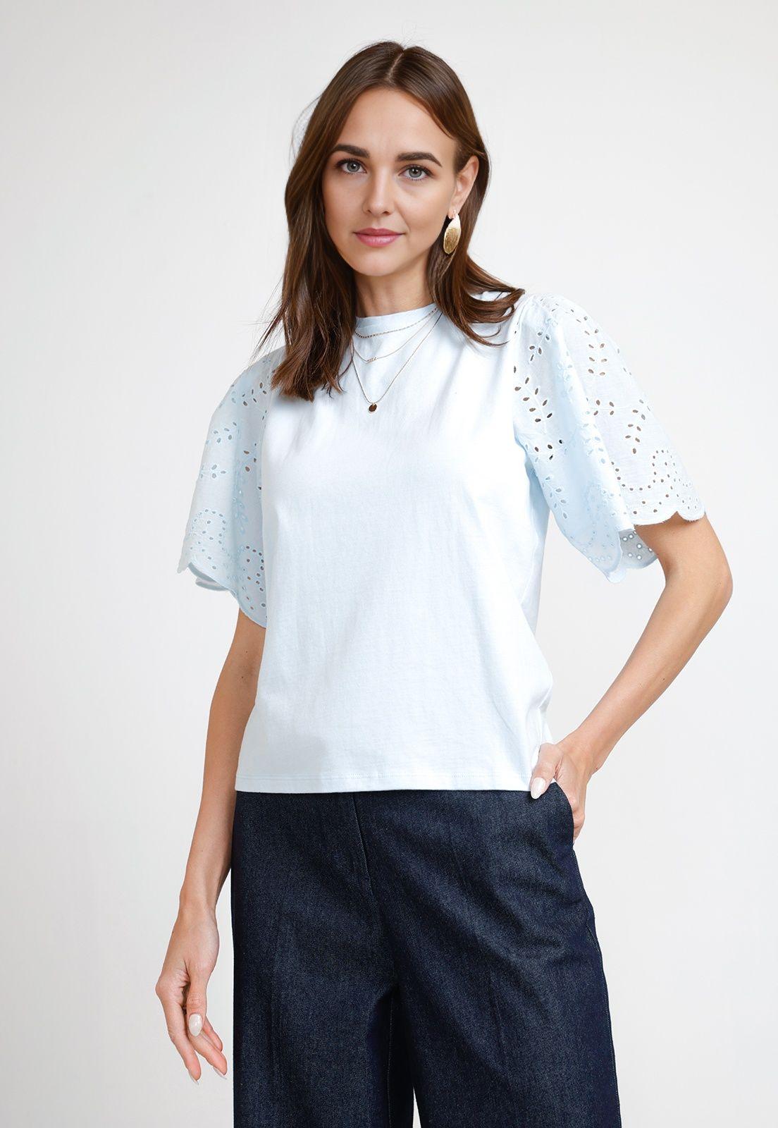 Polera de Mujer Modelo Pascal Color Celeste-0
