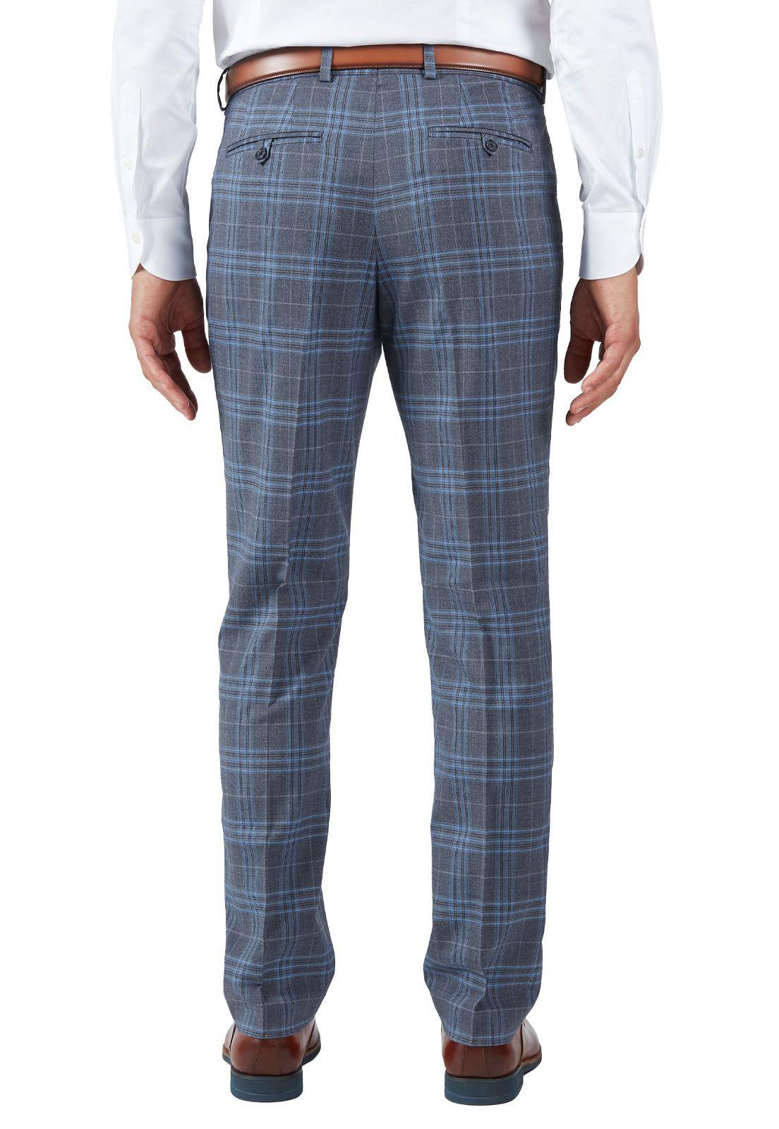 Pantalón Formal A Cuadros Azul Piedra-1