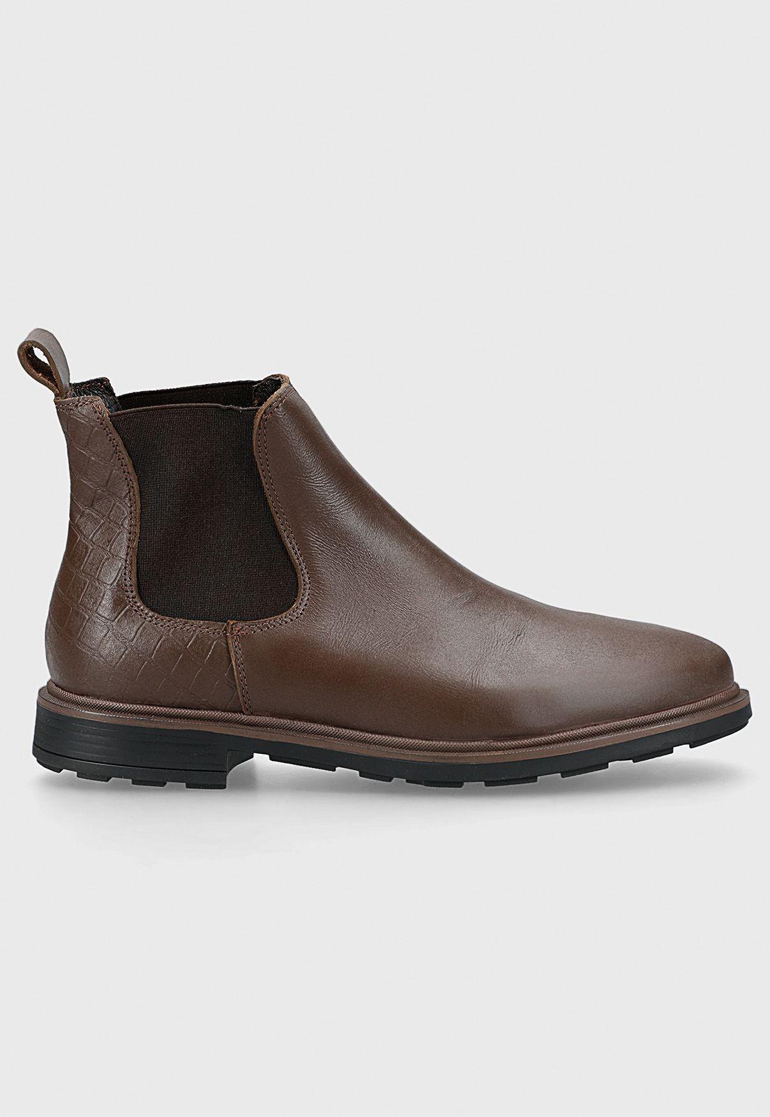 Bota De Cuero Chelsea Café-0