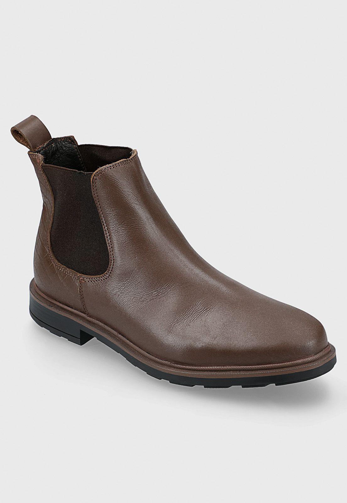 Bota De Cuero Chelsea Café-1