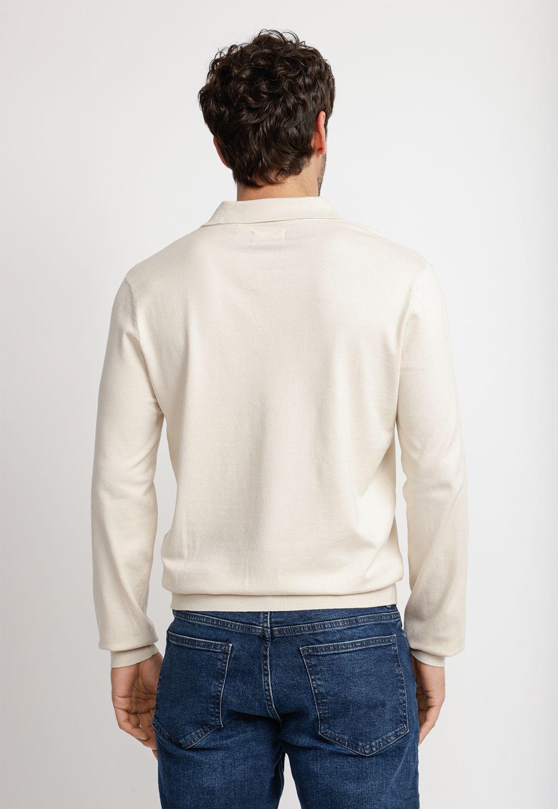 Sweater Hombre Cuello Polo Beige-1