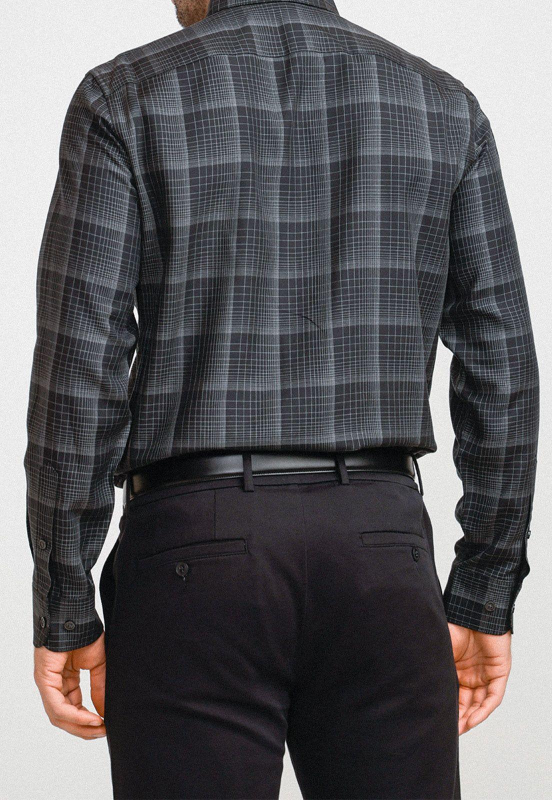 Camisa Hombre Cuadros Negro-1