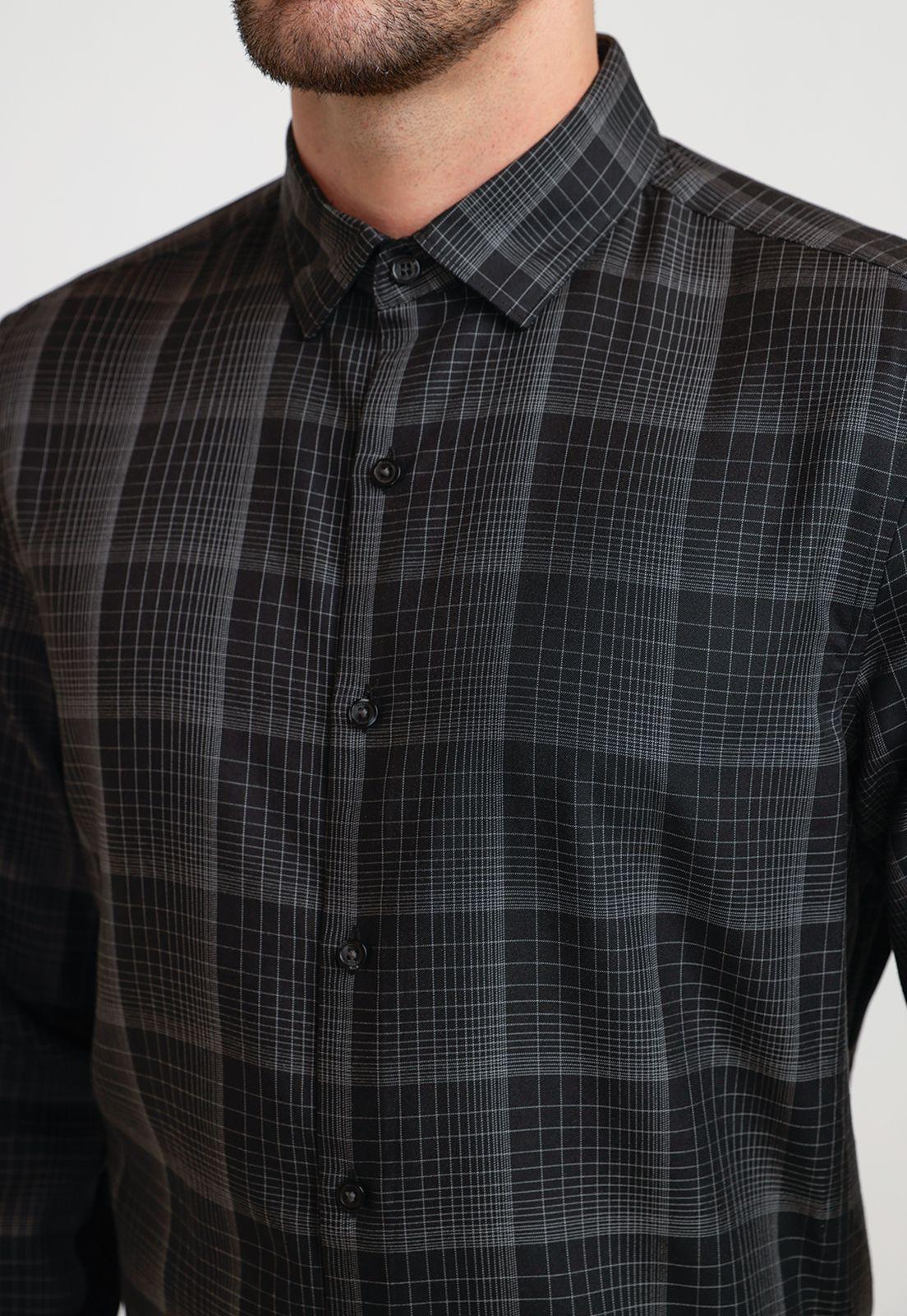 Camisa Hombre Cuadros Negro-2