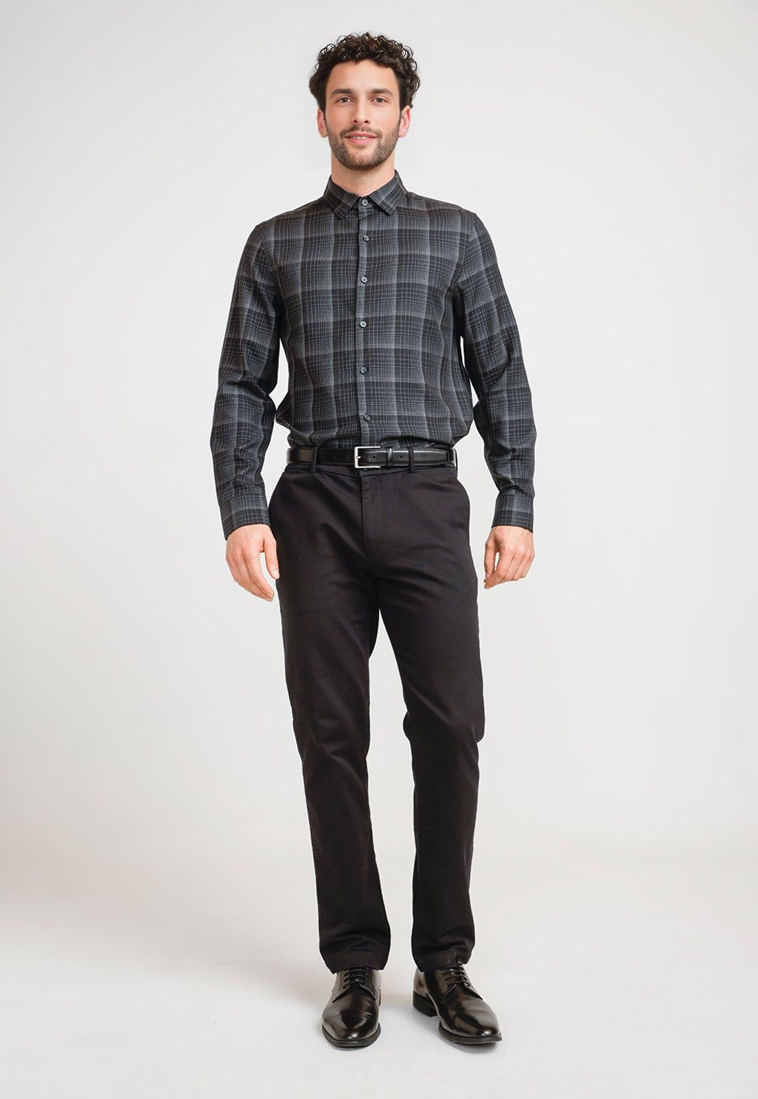 Camisa Hombre Cuadros Negro-3