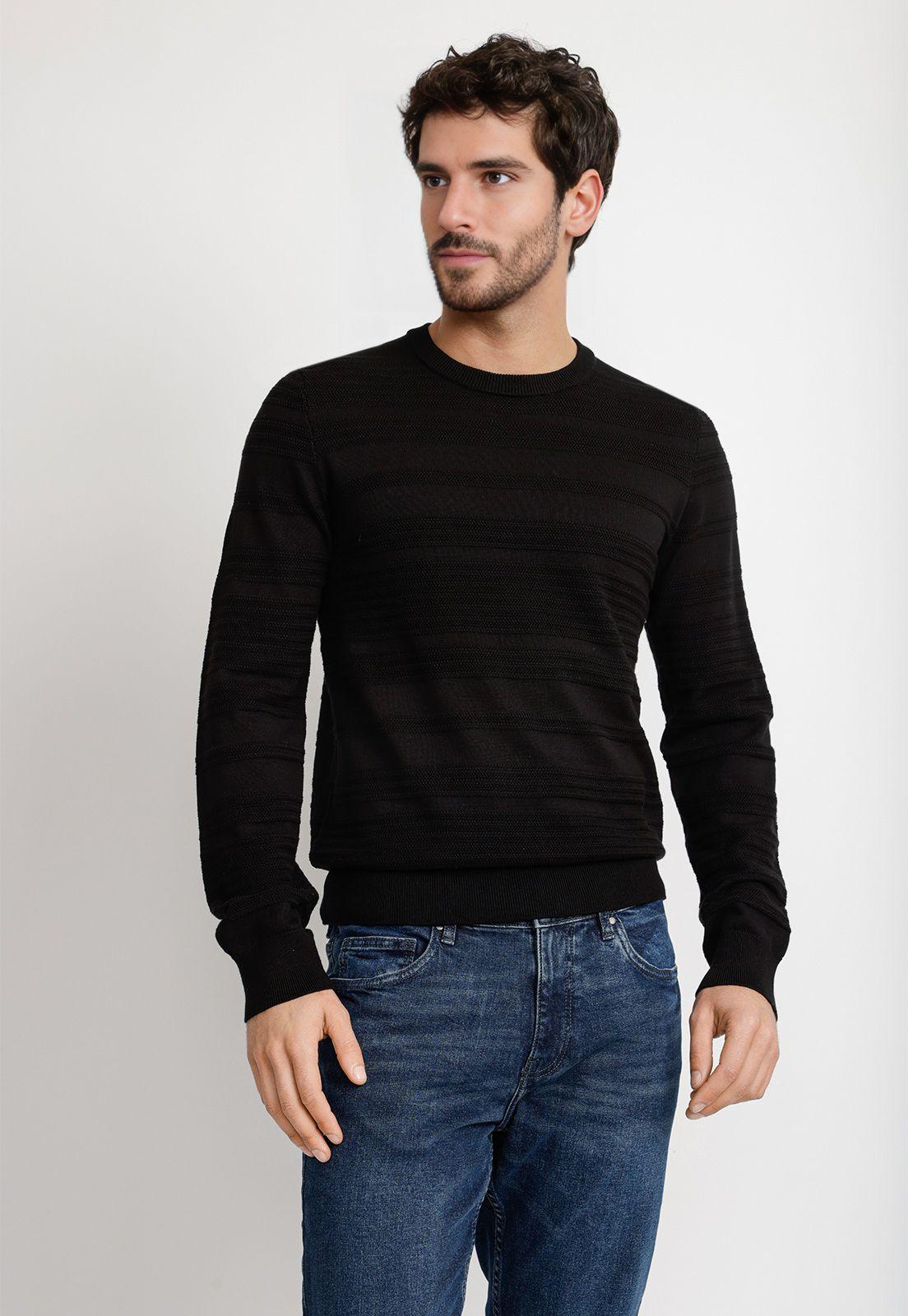 Sweater Hombre Cuello Redondo Negro-0