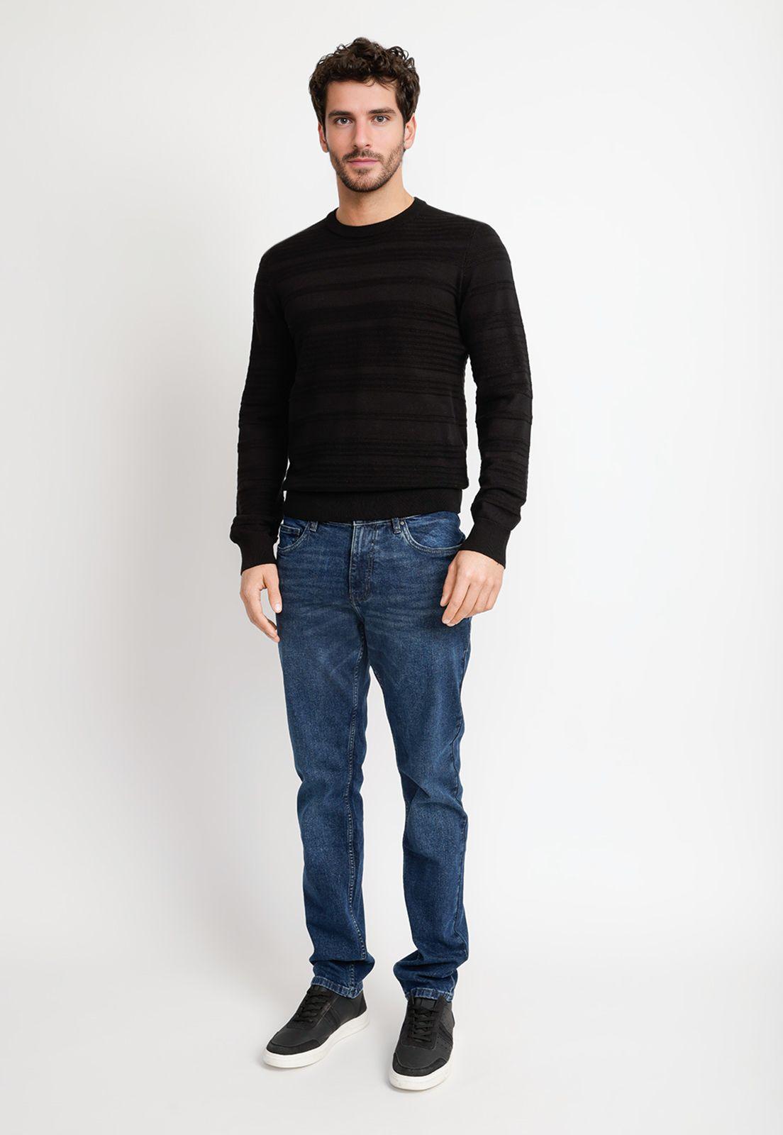 Sweater Hombre Cuello Redondo Negro-3