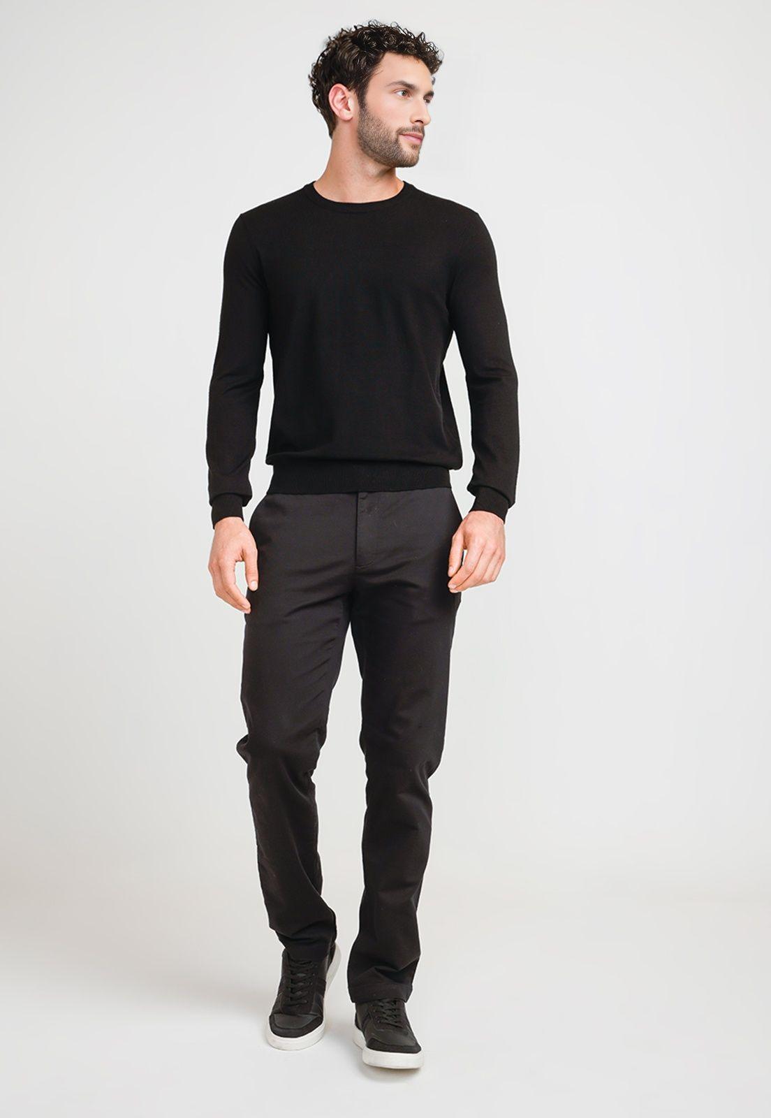 Sweater Hombre Cuello Redondo Negro-3