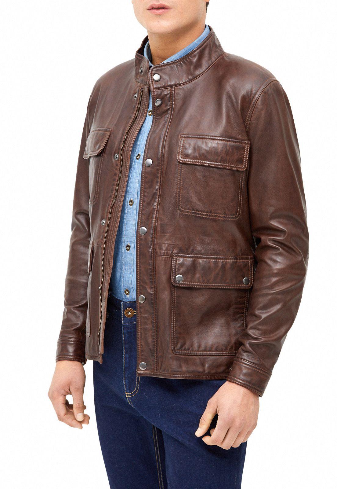 Chaqueta Cue Cuero Liso.-0