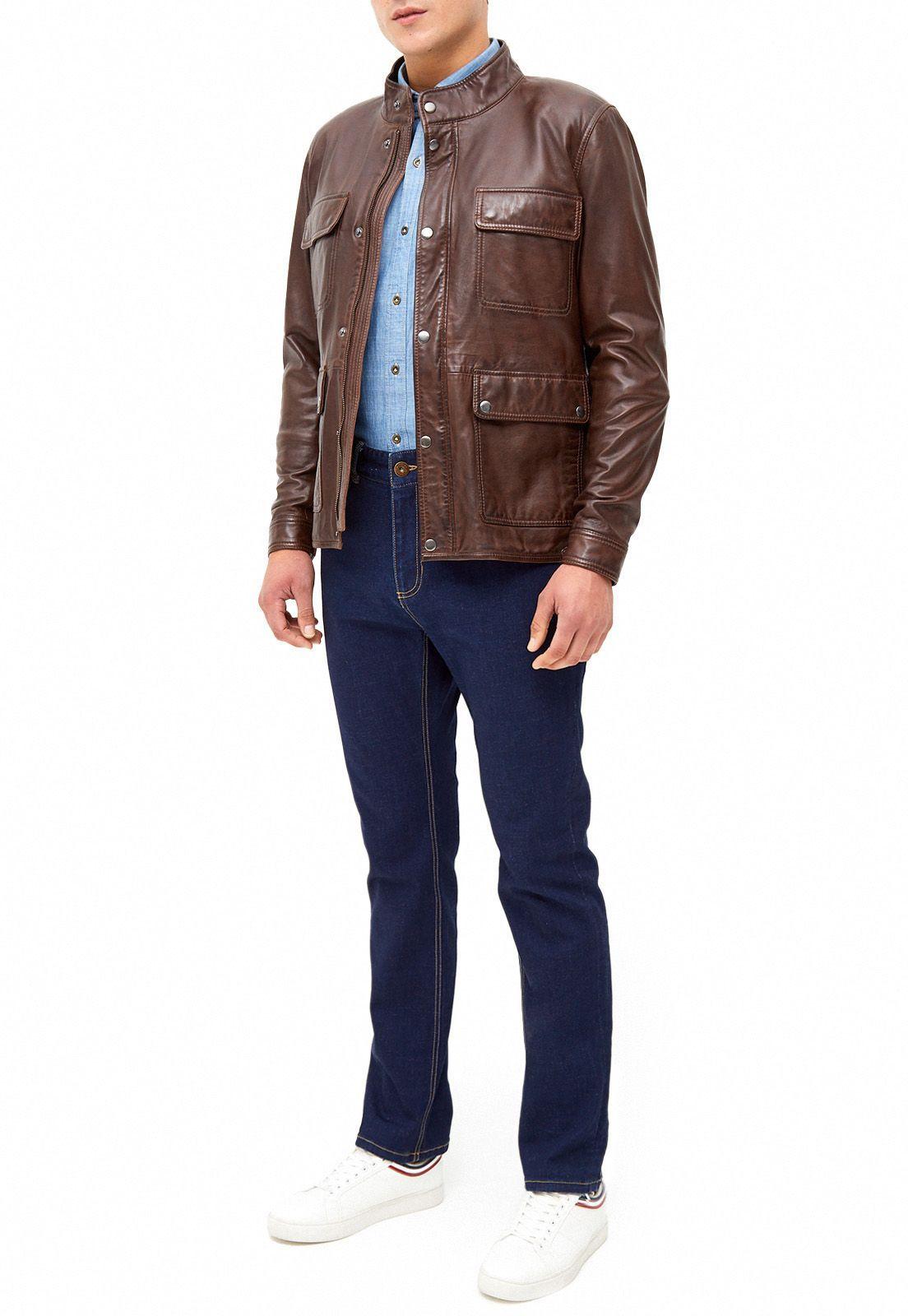 Chaqueta Cue Cuero Liso.-3