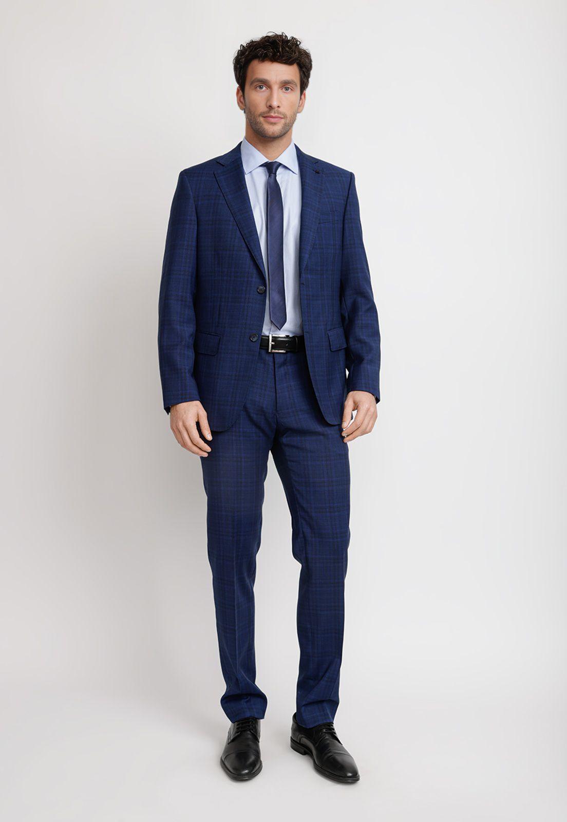 Traje Hombre Formal Lana 100'S Travel Azul-3