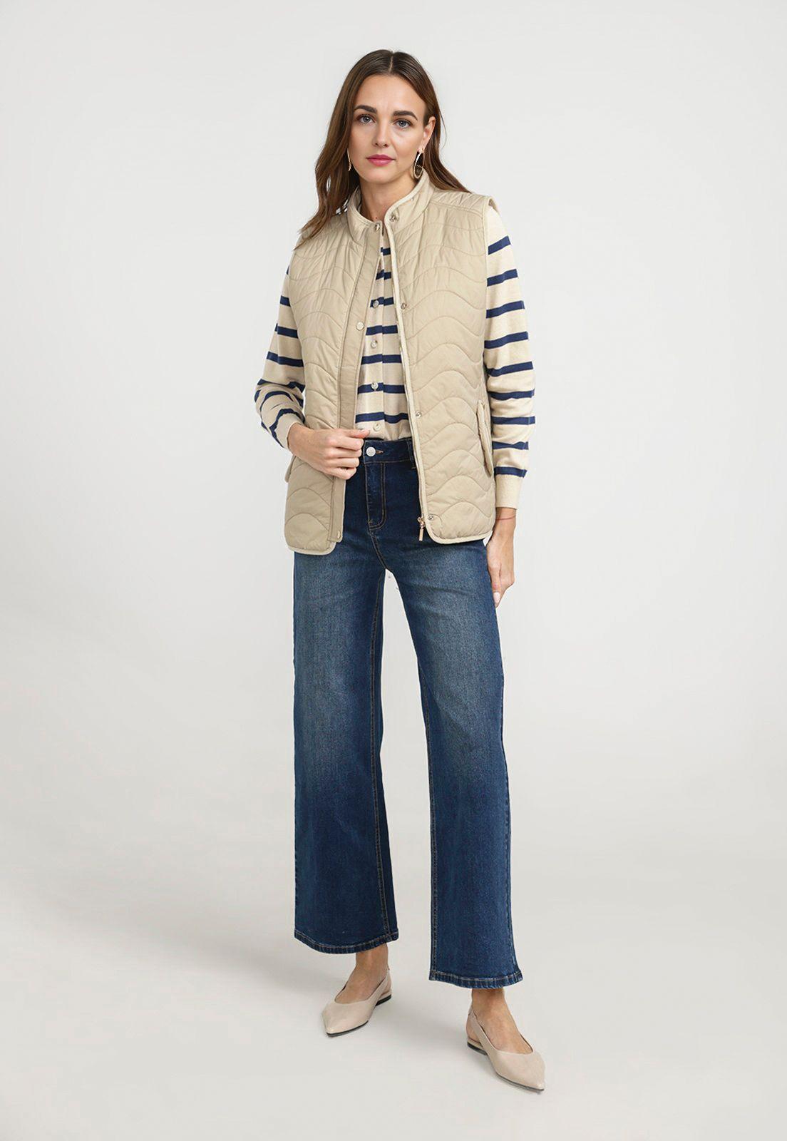 Parka Sin Mangas Baset Mujer Beige-3