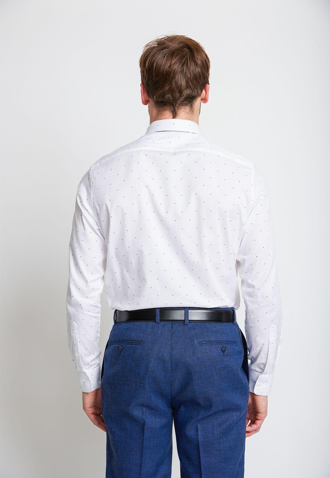 Camisa Formal Hombre Mezcla Algodón Fantasía Slim Dynamic Blanco-1