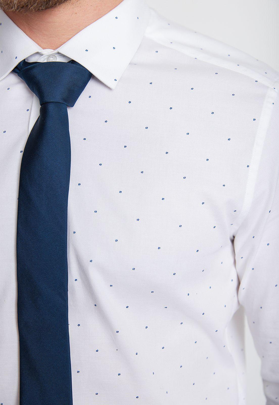 Camisa Formal Hombre Mezcla Algodón Fantasía Slim Dynamic Blanco-2