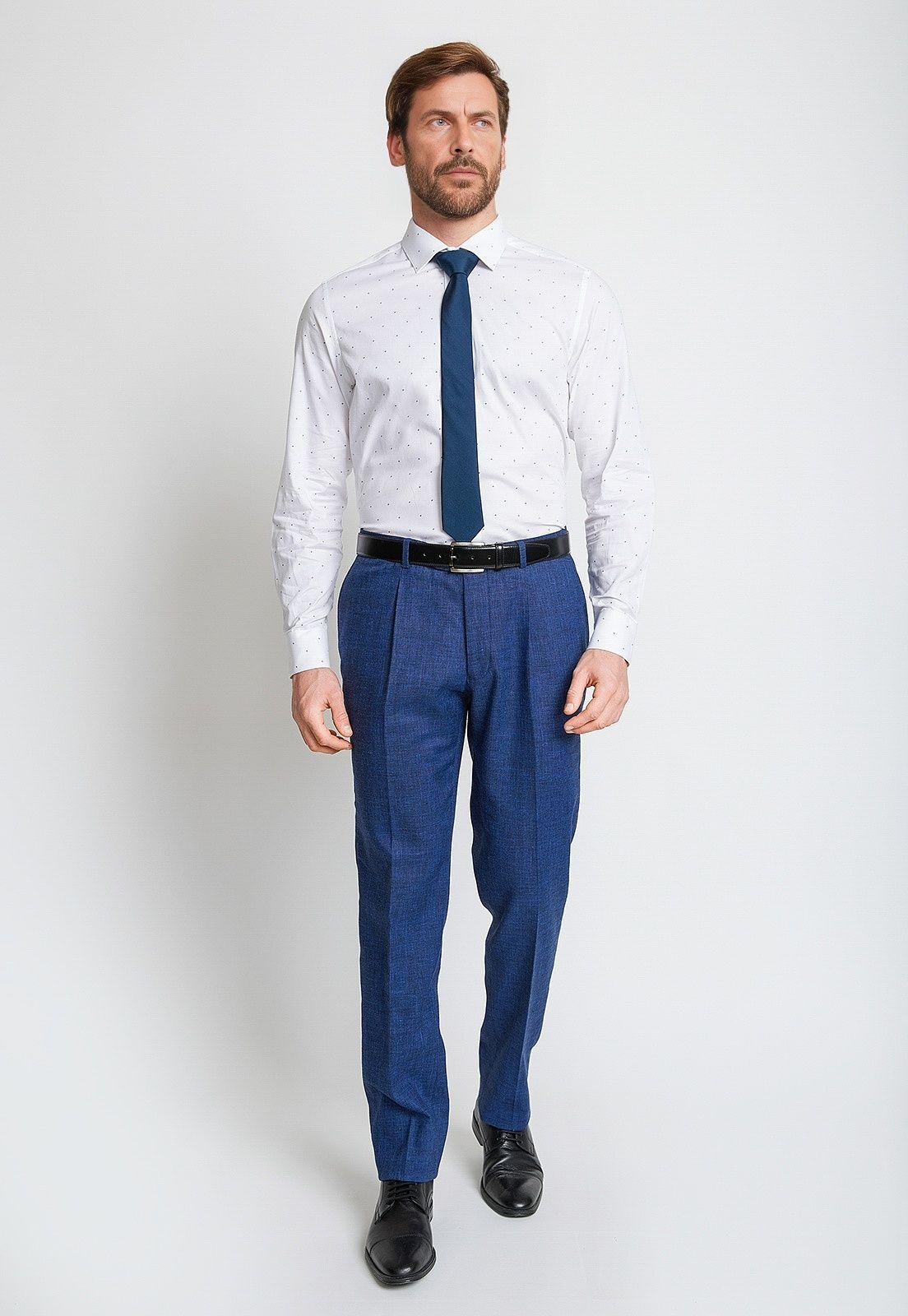 Camisa Formal Hombre Mezcla Algodón Fantasía Slim Dynamic Blanco-3