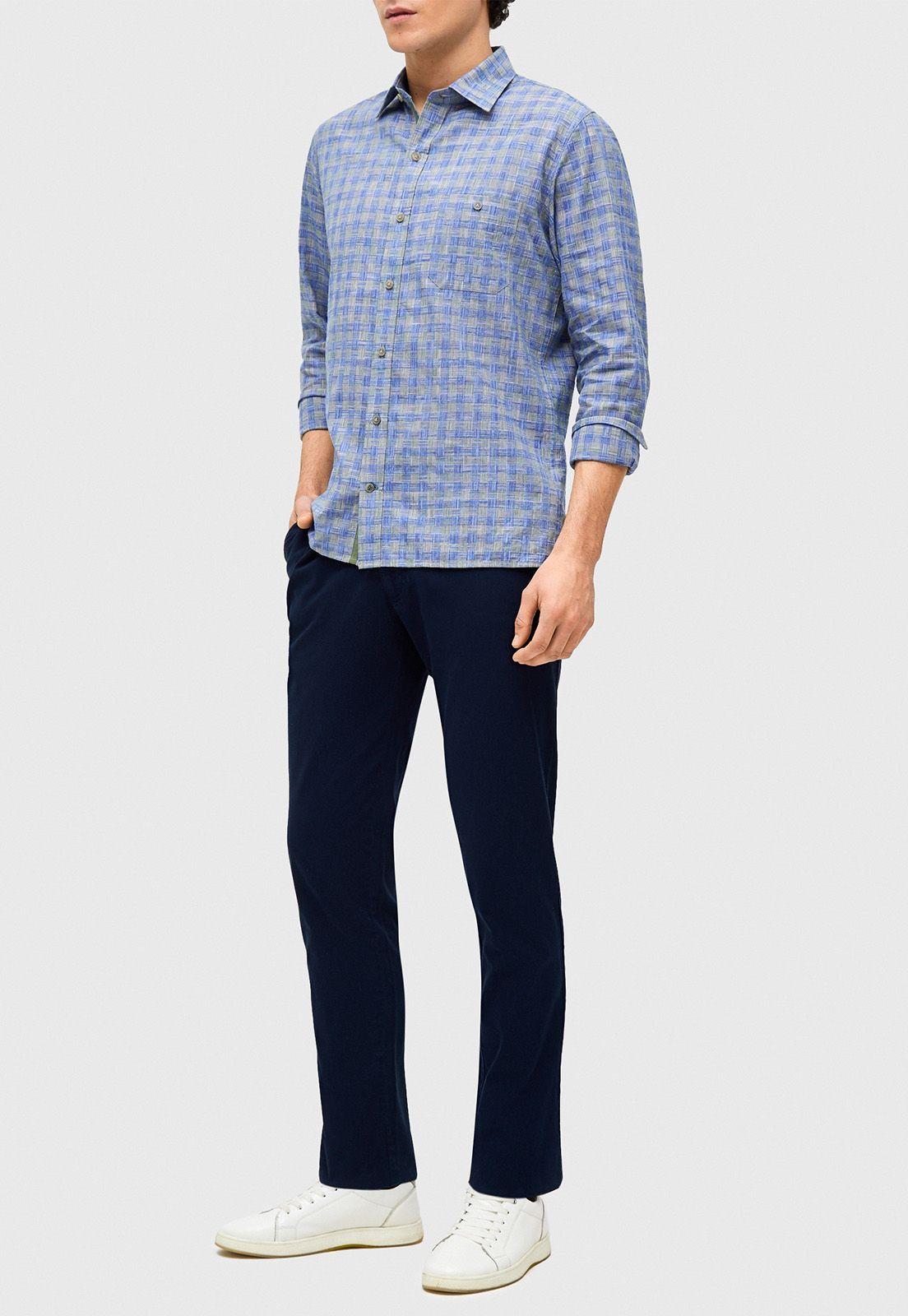 Camisa Casual Bendis Azul Y Verde-3