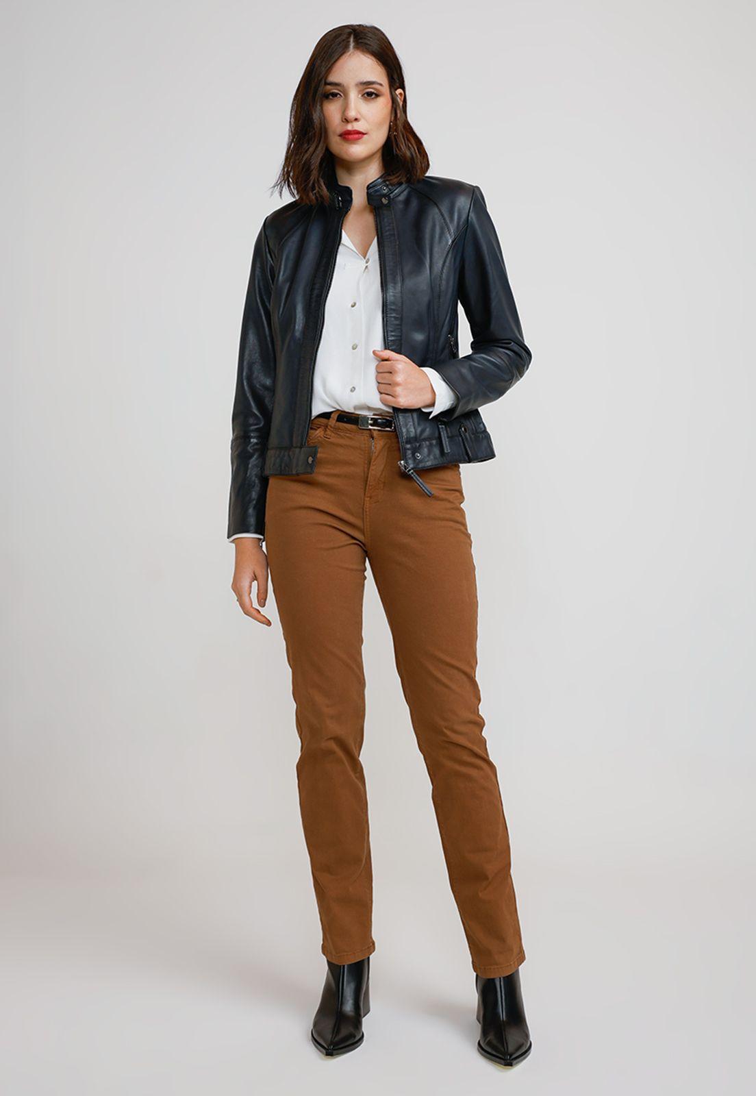 Chaqueta Cuero Mujer Marino-5