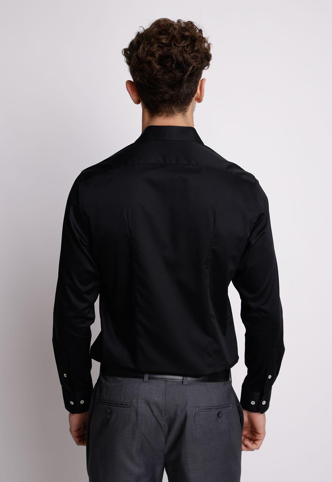 Camisa hombre Formal Slim Fit Vercelli Algodón Negro-1