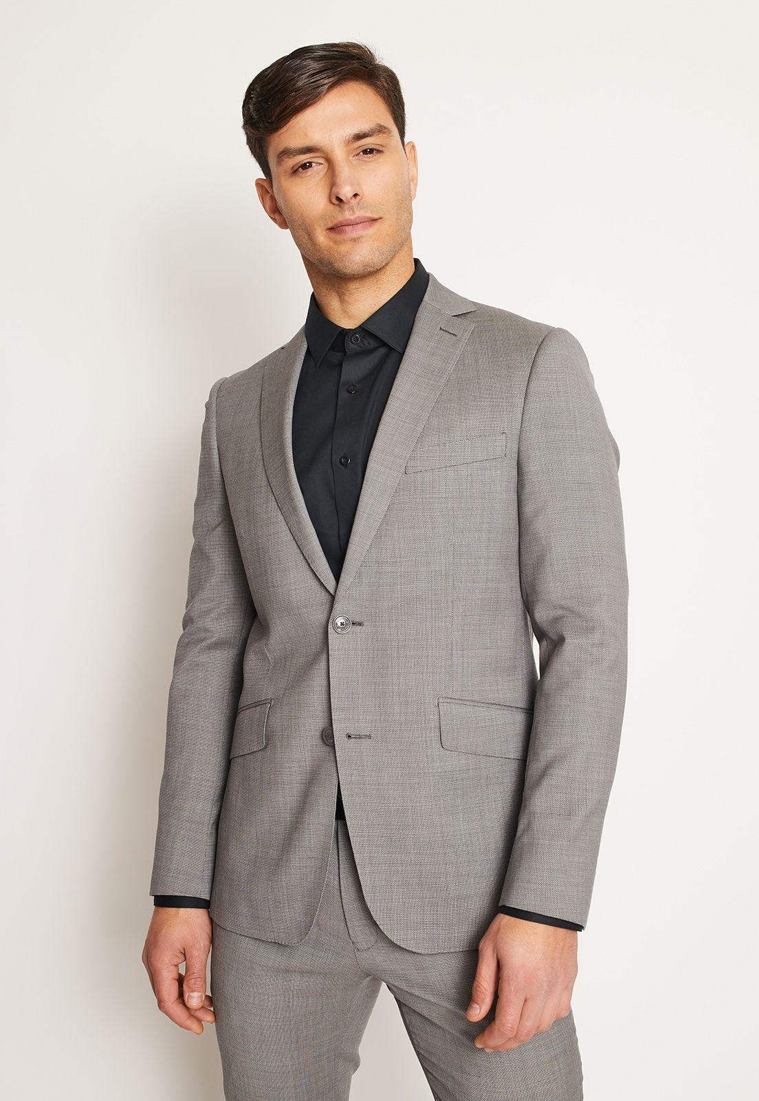 Traje Formal Lana Microdiseño Gris-1