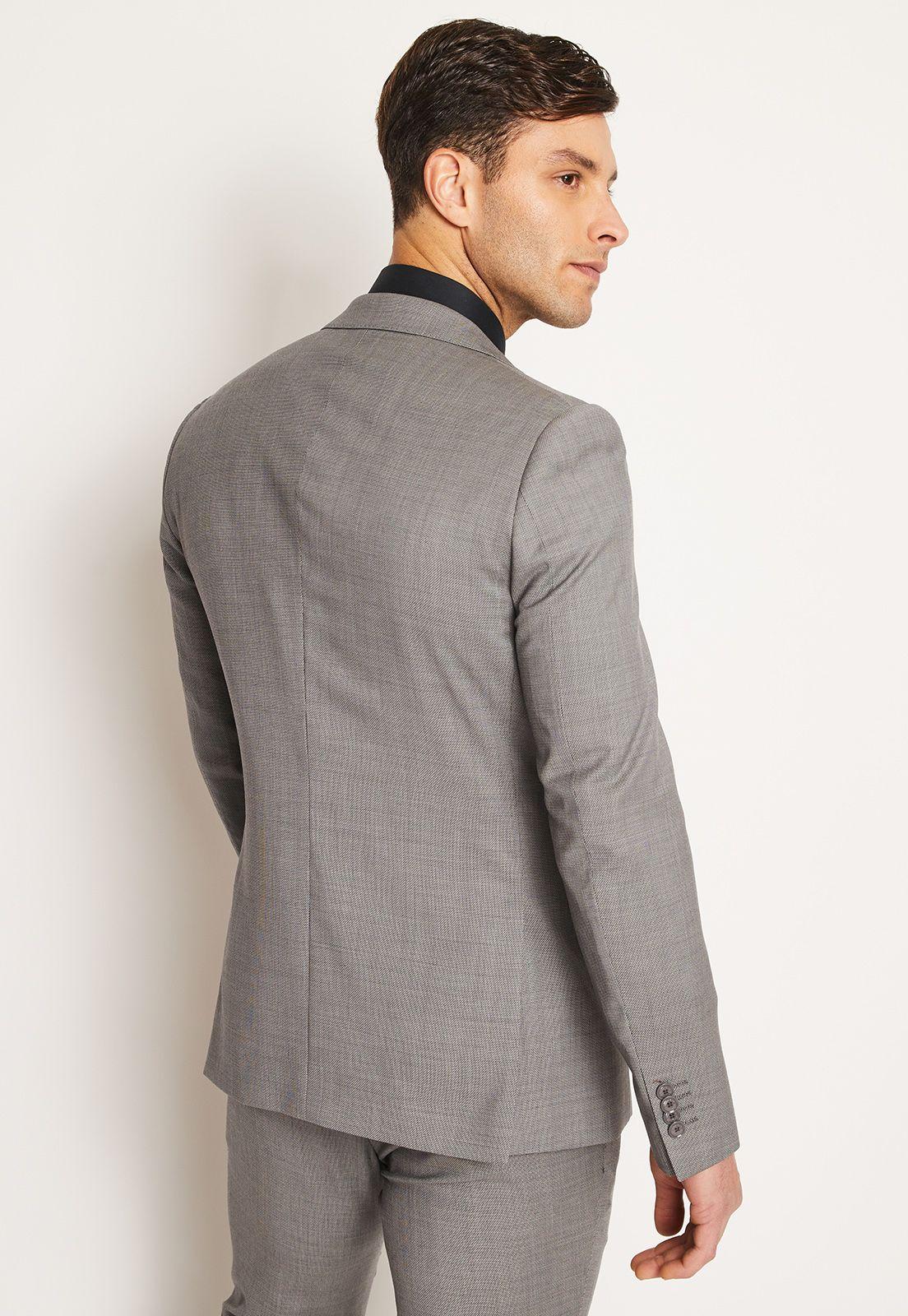 Traje Formal Lana Microdiseño Gris-2