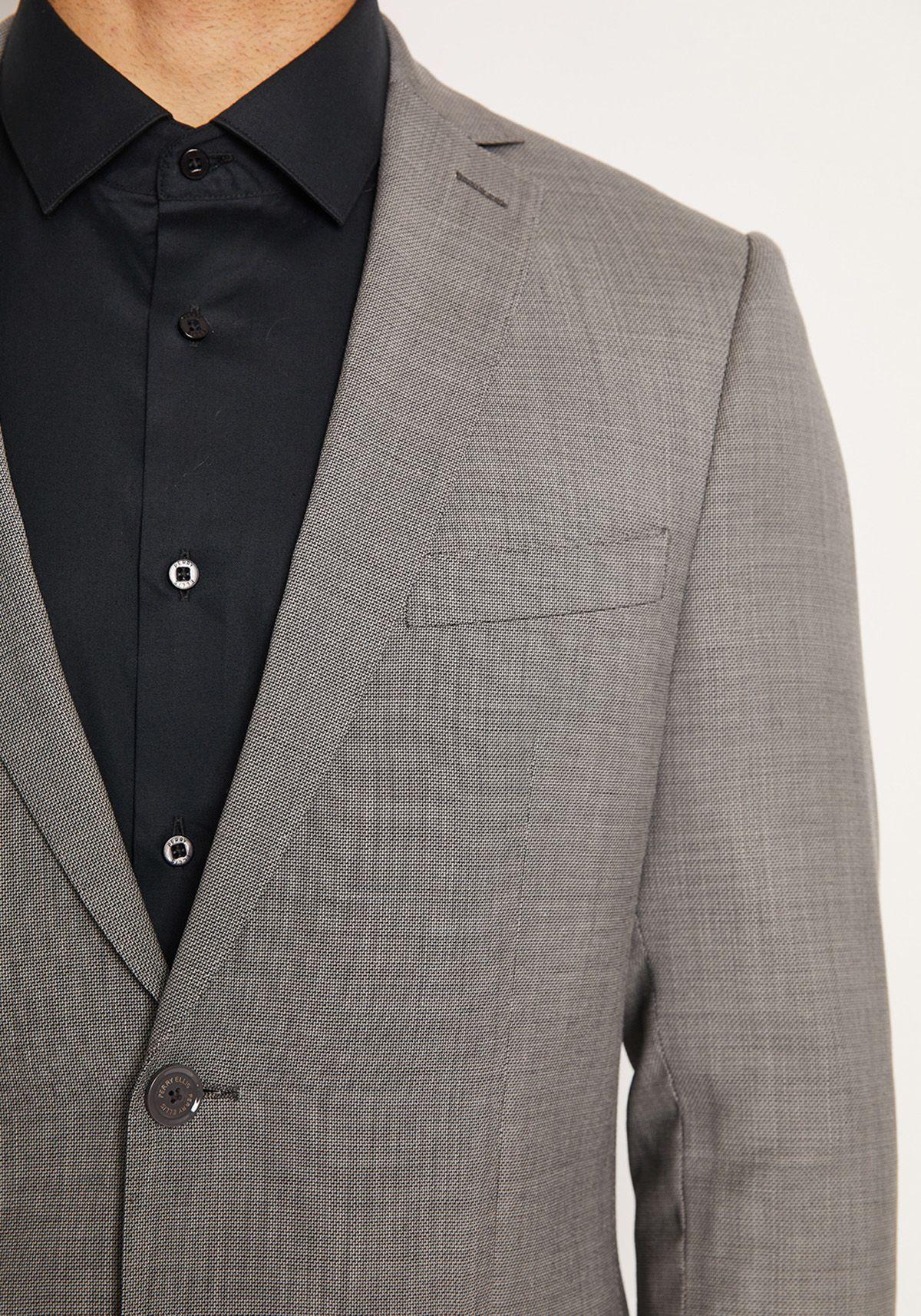 Traje Formal Lana Microdiseño Gris-3