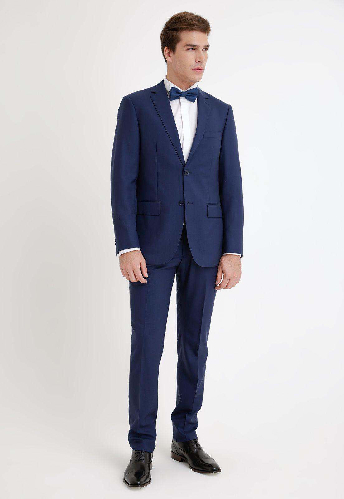 Chaqueta Formal Hombre Lana S100'S Liso Slim Perfect Suit Azulino-3