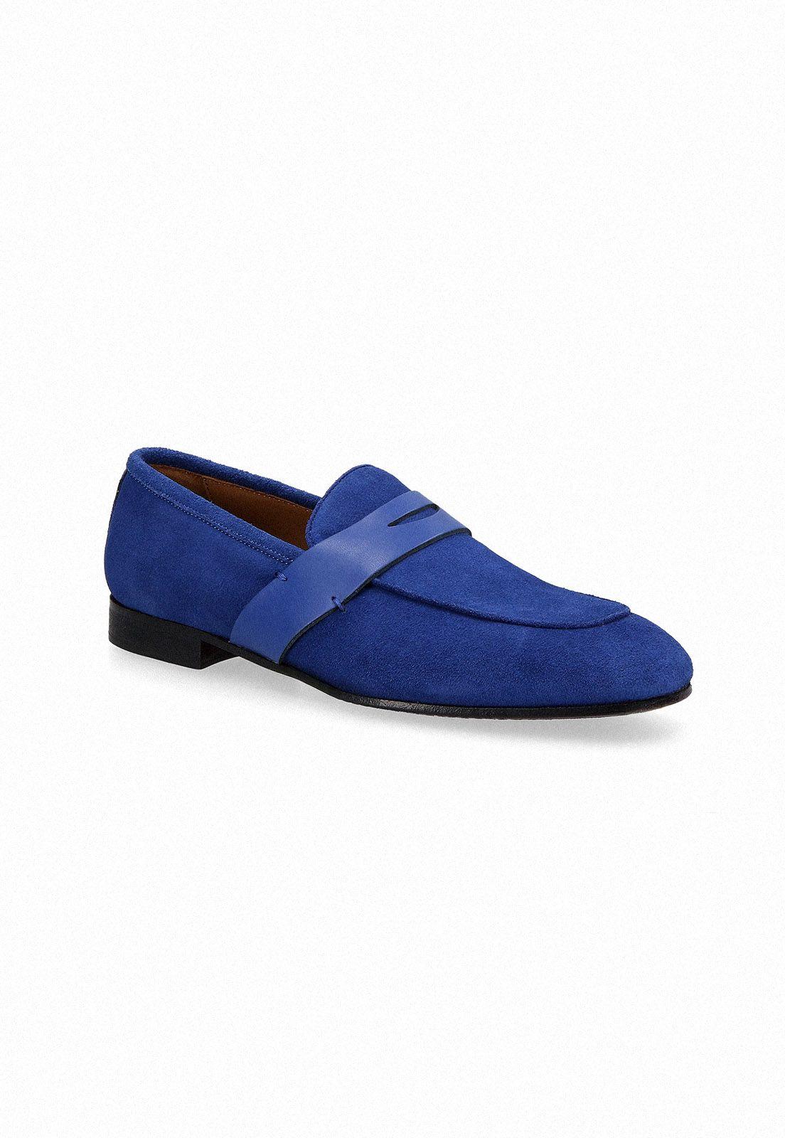 Mocasines Casual Italianos Proceno Moc Toe Penny Loafer Azul-0
