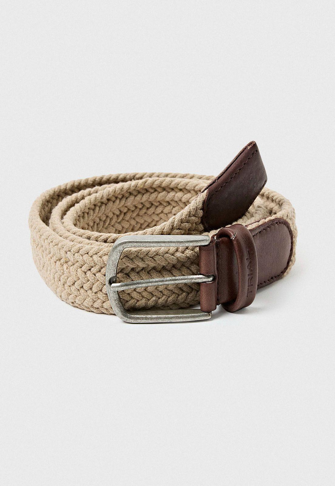 Cinturon Hombre Trenzado Beige-0