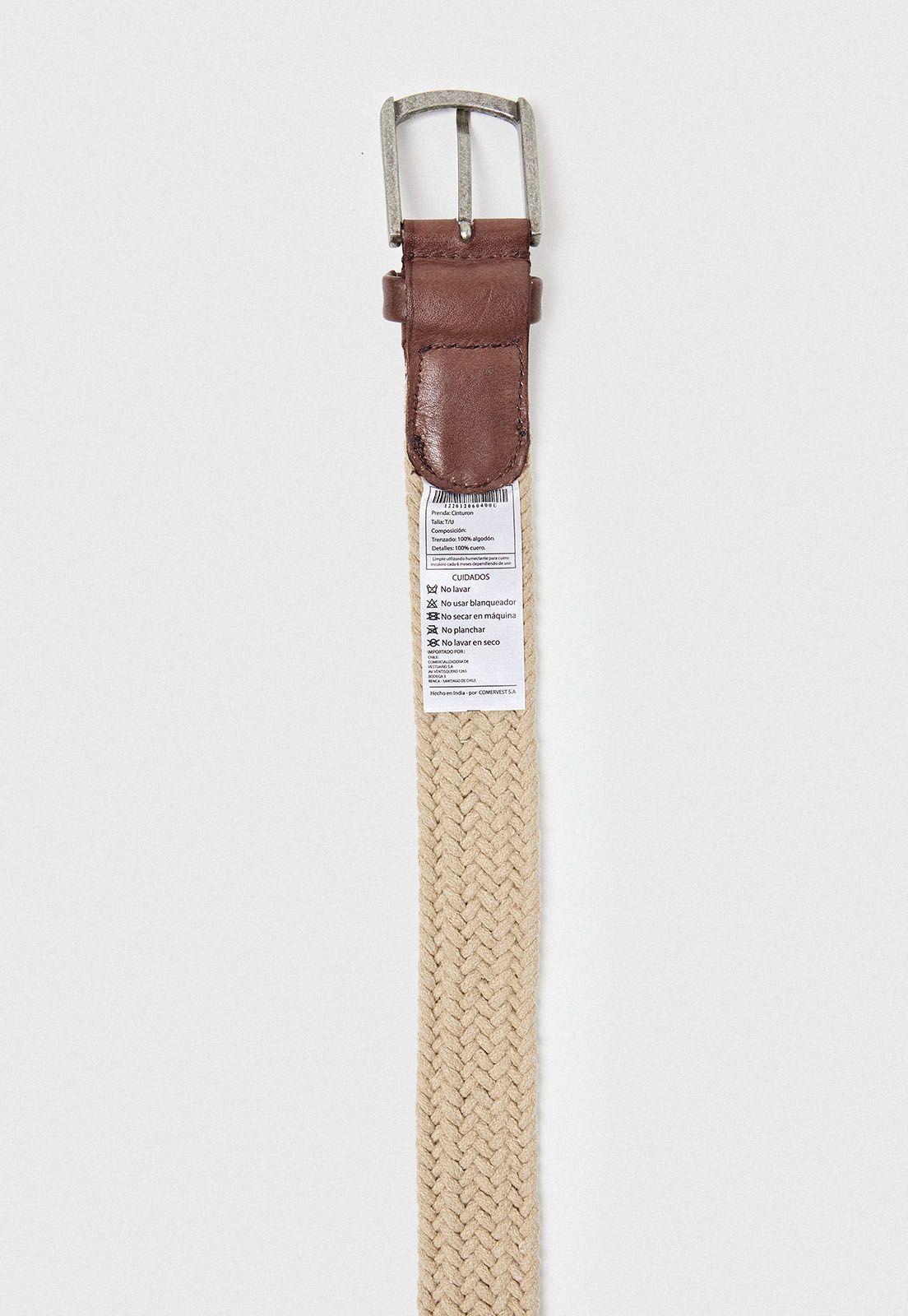 Cinturon Hombre Trenzado Beige-1
