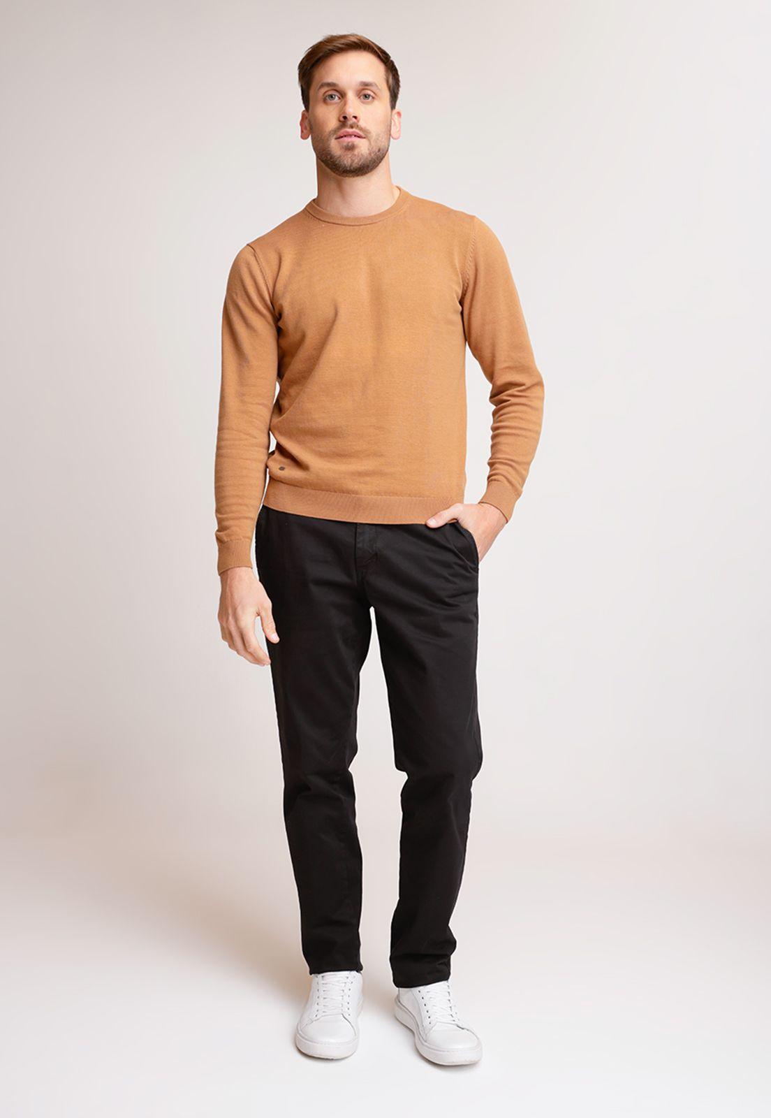 Pantalón Hombre Algodón Liso Slim Tevere Negro-3