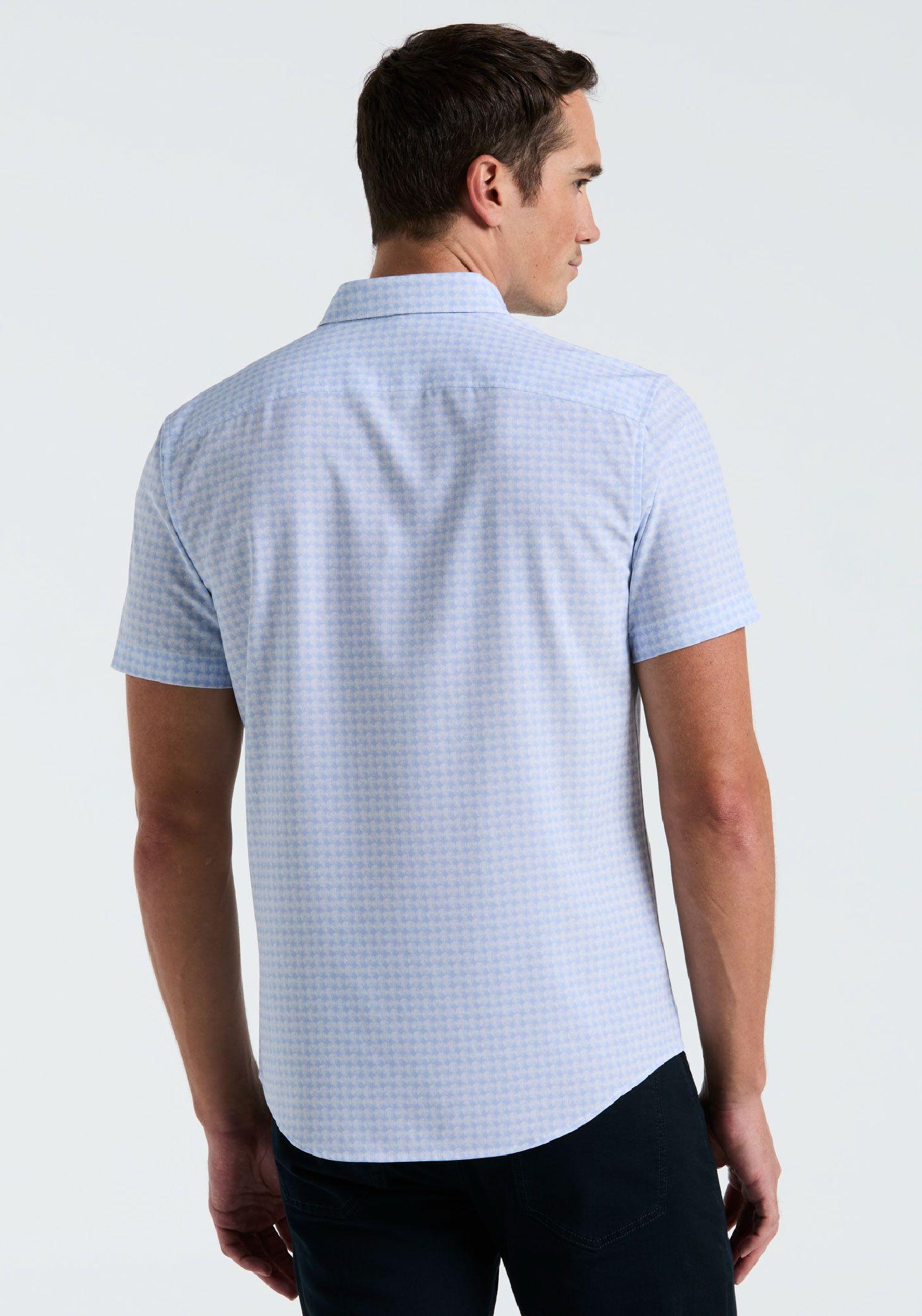 Camisa Hombre Manga Corta Estampada Azul Claro-1