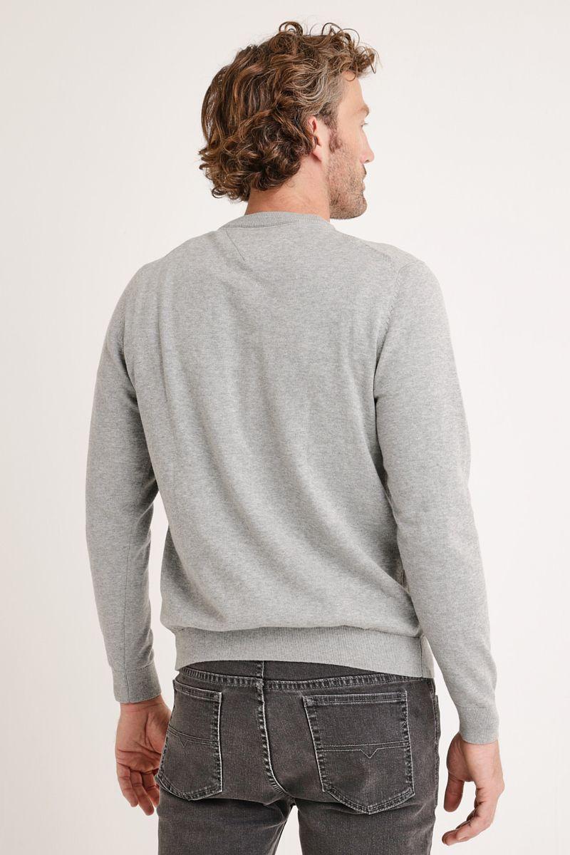 Sweater Hombre Algodón Cuello V Slim Parrot Gris Melange-1