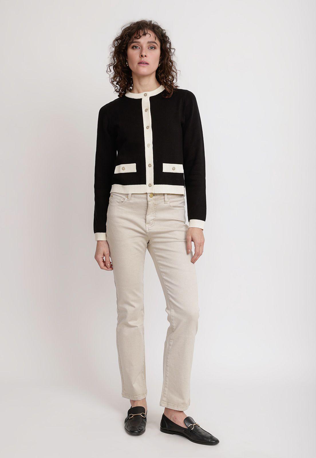 Pantalón Recto Beige Ely26 Mujer-3