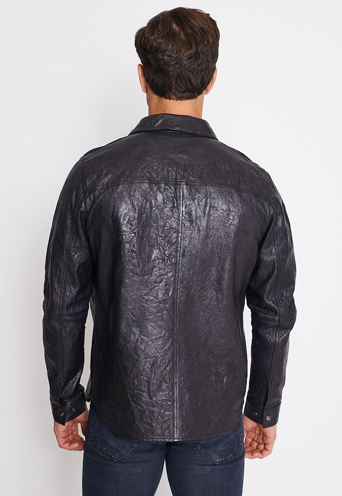 Chaqueta Cuero Hombre Negro-1
