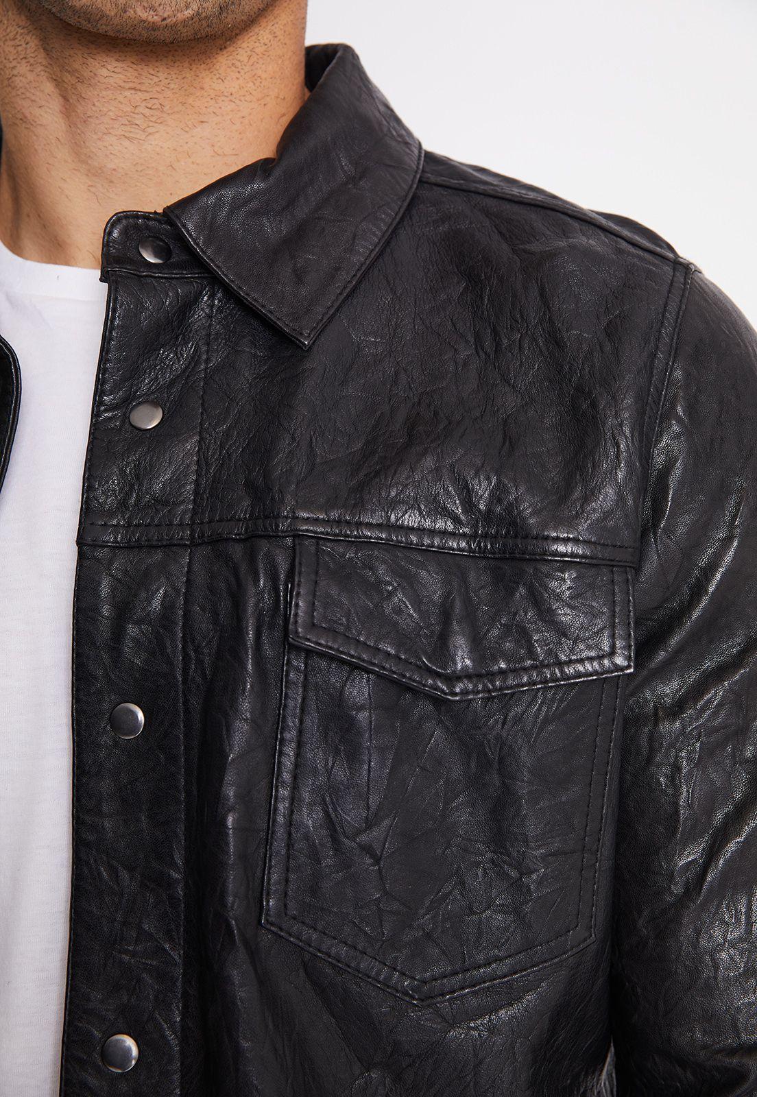 Chaqueta Cuero Hombre Negro-2