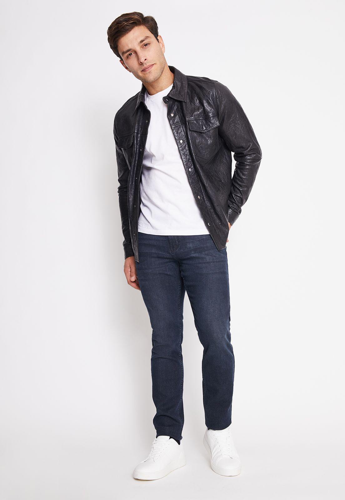 Chaqueta Cuero Hombre Negro-3
