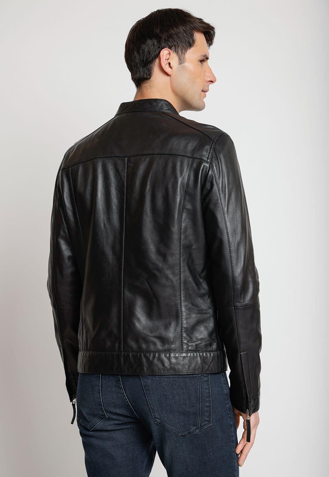 Chaqueta Cuero Hombre Negro-1