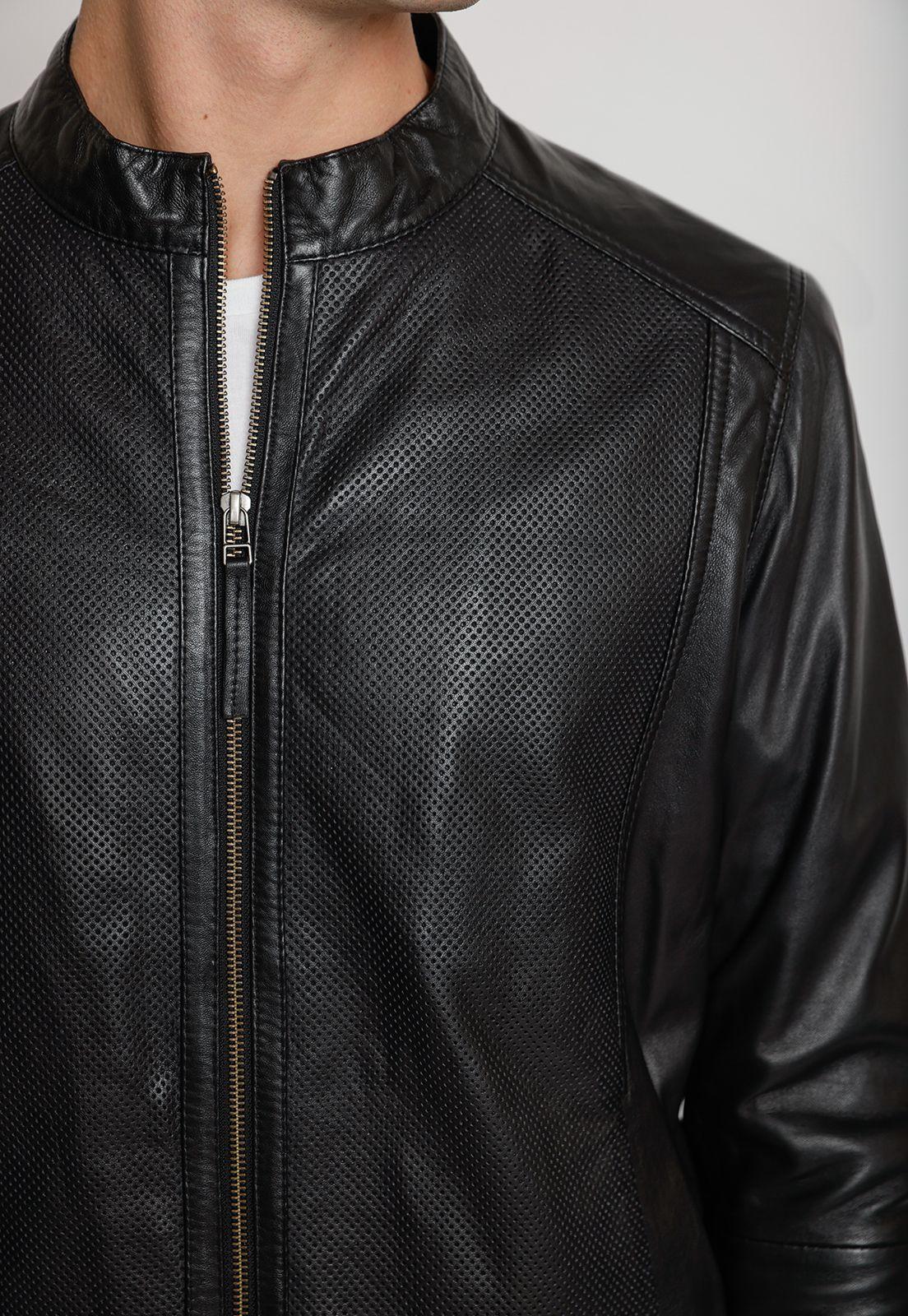 Chaqueta Cuero Hombre Negro-2