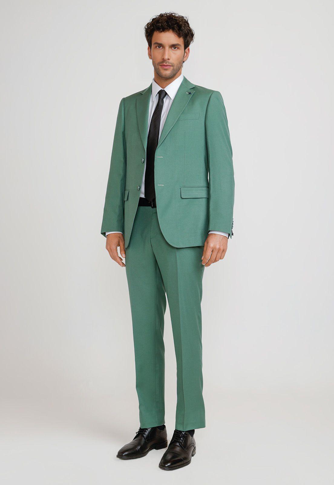 Traje Hombre Formal Graduación Verde Claro-3