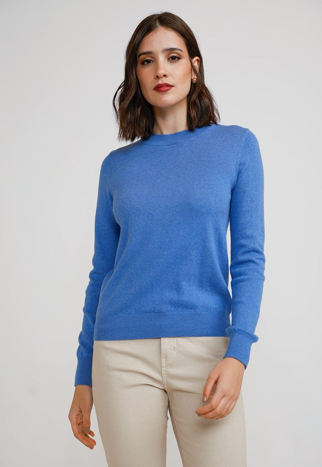 Sweater Mujer Algodón Azulino-0