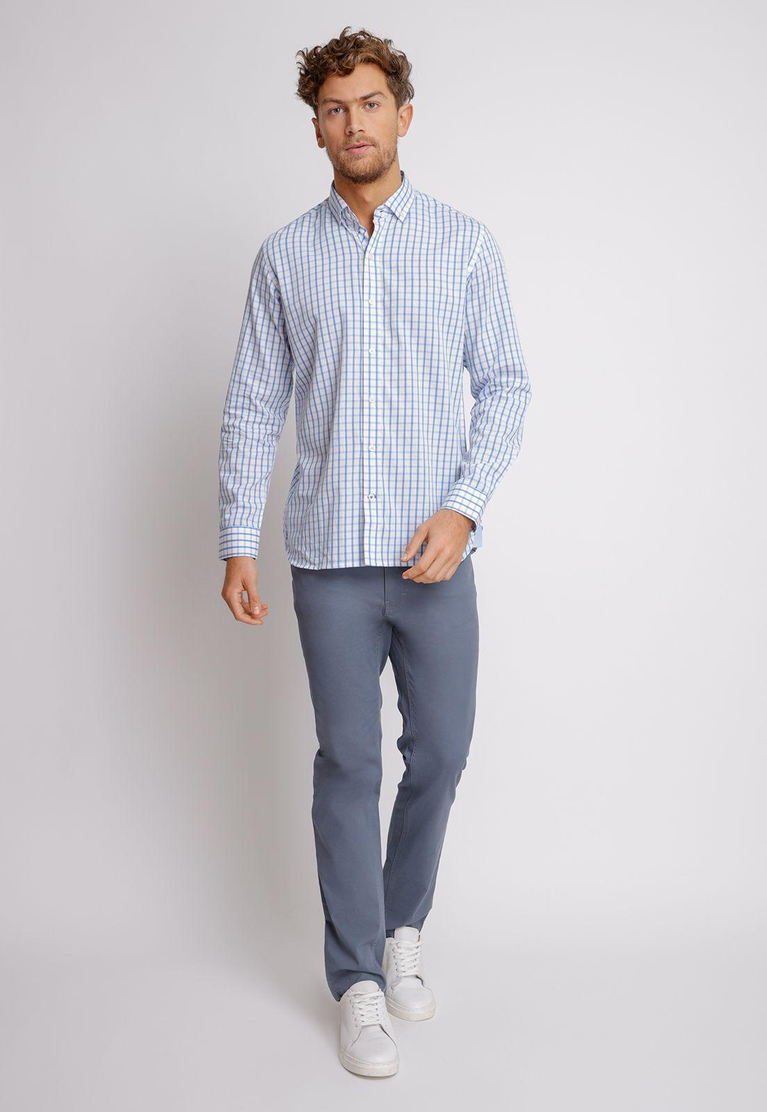 Camisa Manga Larga hombre Slim Fit Belisario Algodón Blanco-3