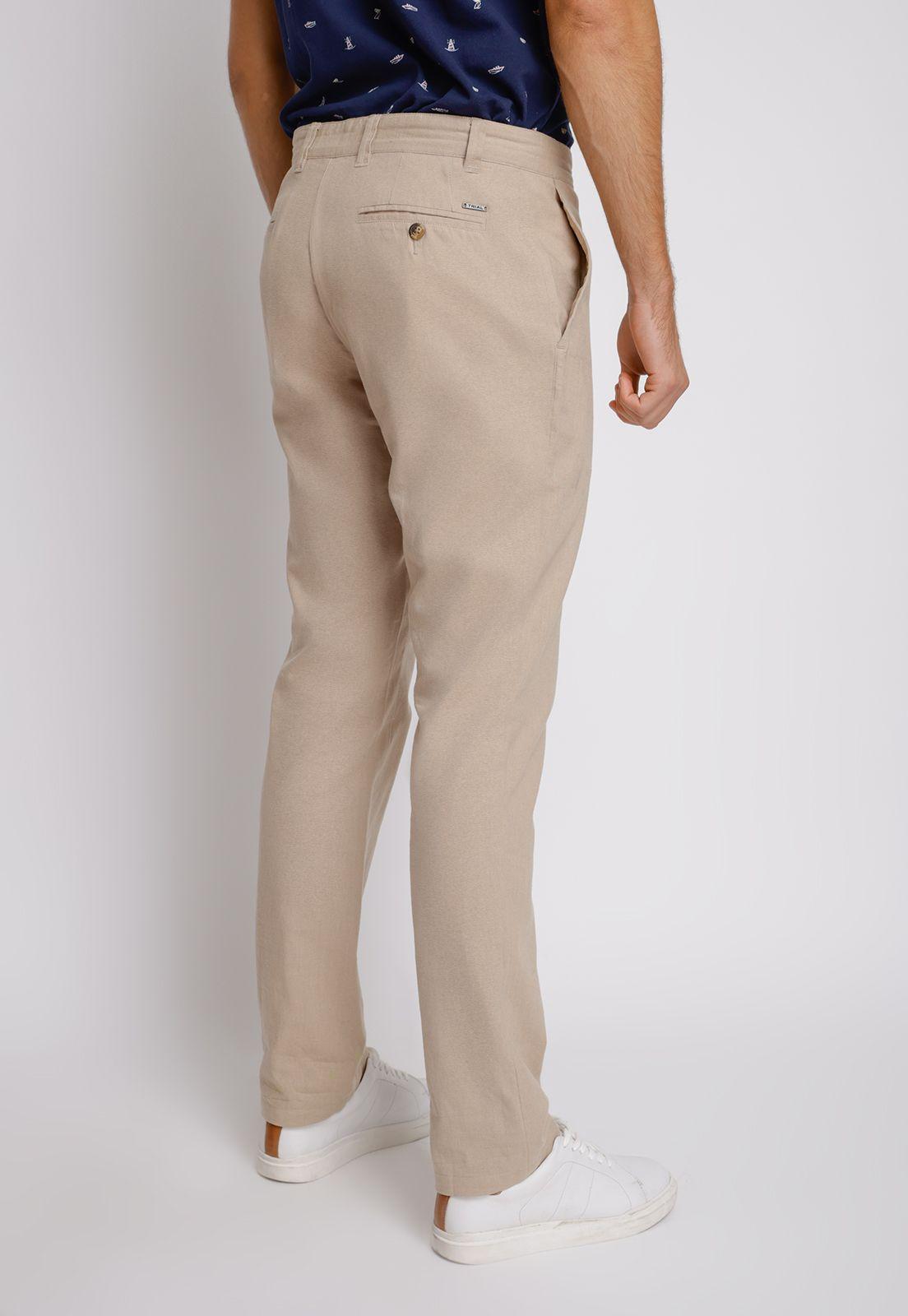 Pantalón hombre lino Tabaco-1